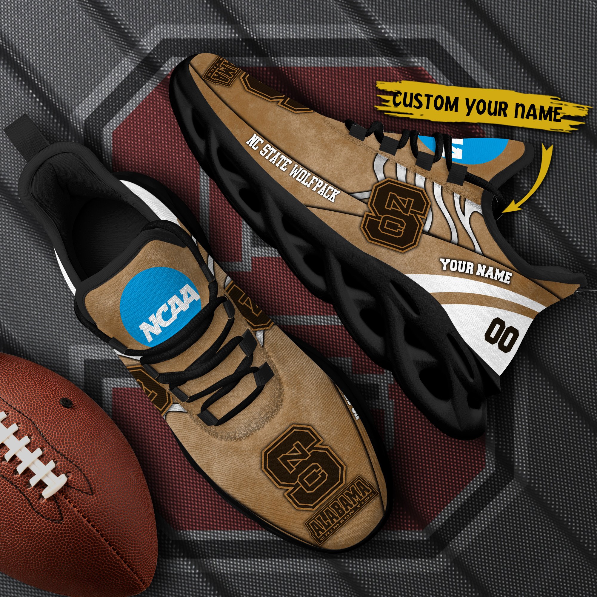 NC State Wolfpack Black Max Soul Shoes 2026 Versions Custom Your Name And Number 312
