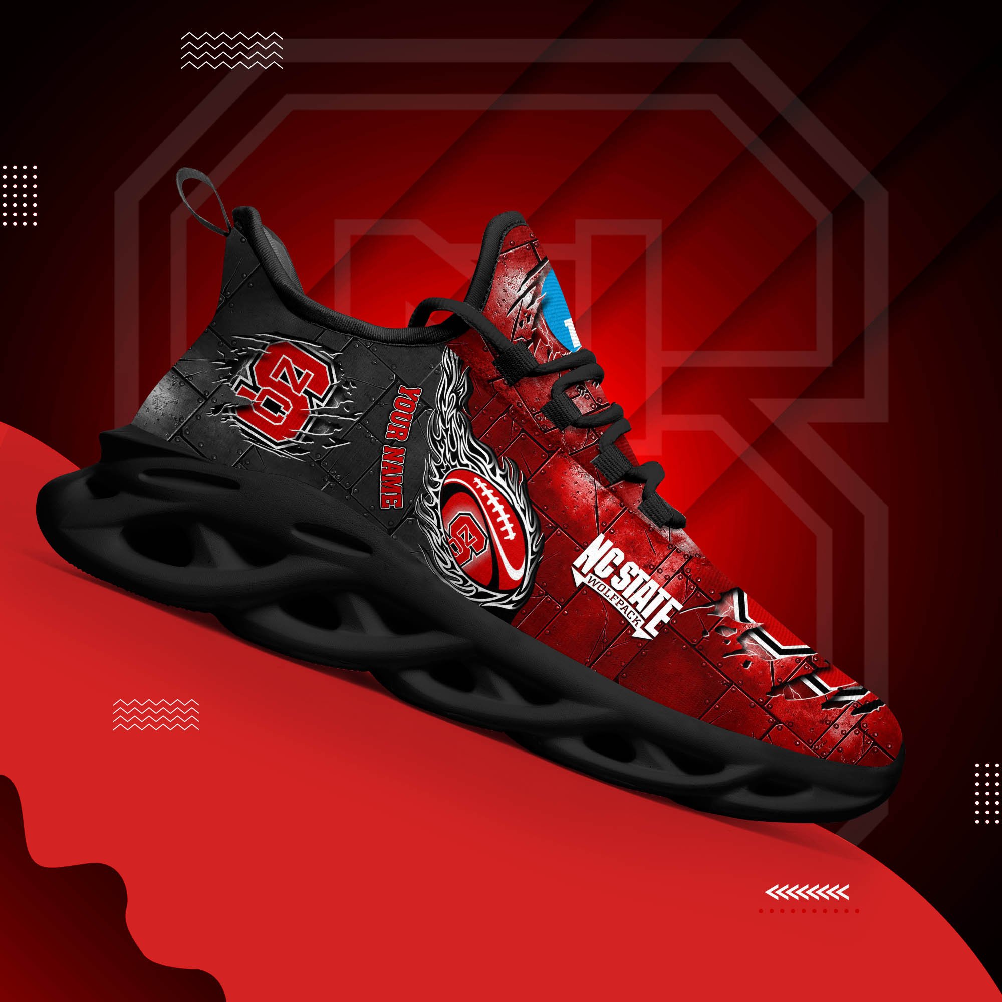 NC State Wolfpack Black Max Soul Shoes 2026 Versions, White Max Soul Shoes Custom Your Name PH879