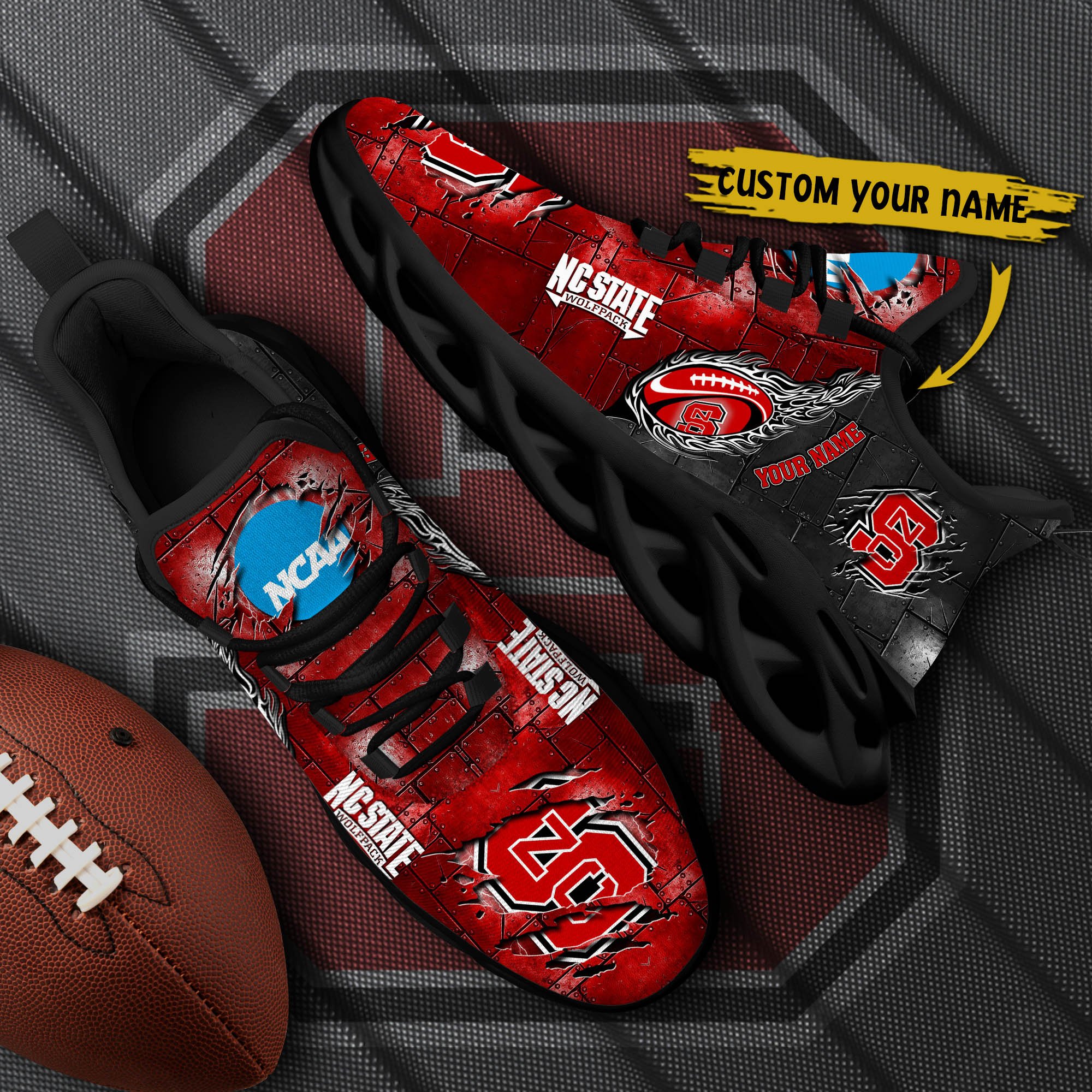 NC State Wolfpack Black Max Soul Shoes 2026 Versions, White Max Soul Shoes Custom Your Name PH879