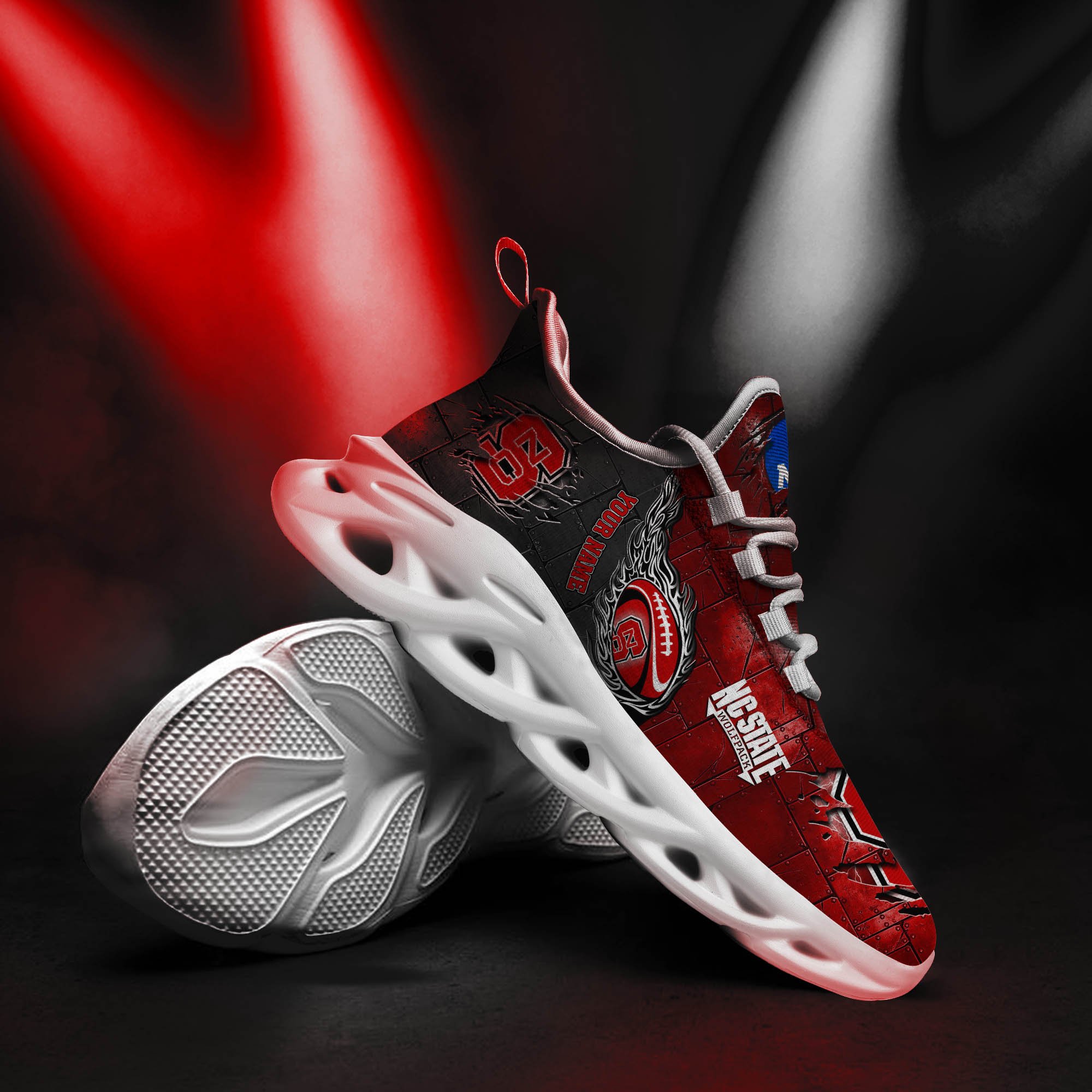 NC State Wolfpack Black Max Soul Shoes 2026 Versions, White Max Soul Shoes Custom Your Name PH879