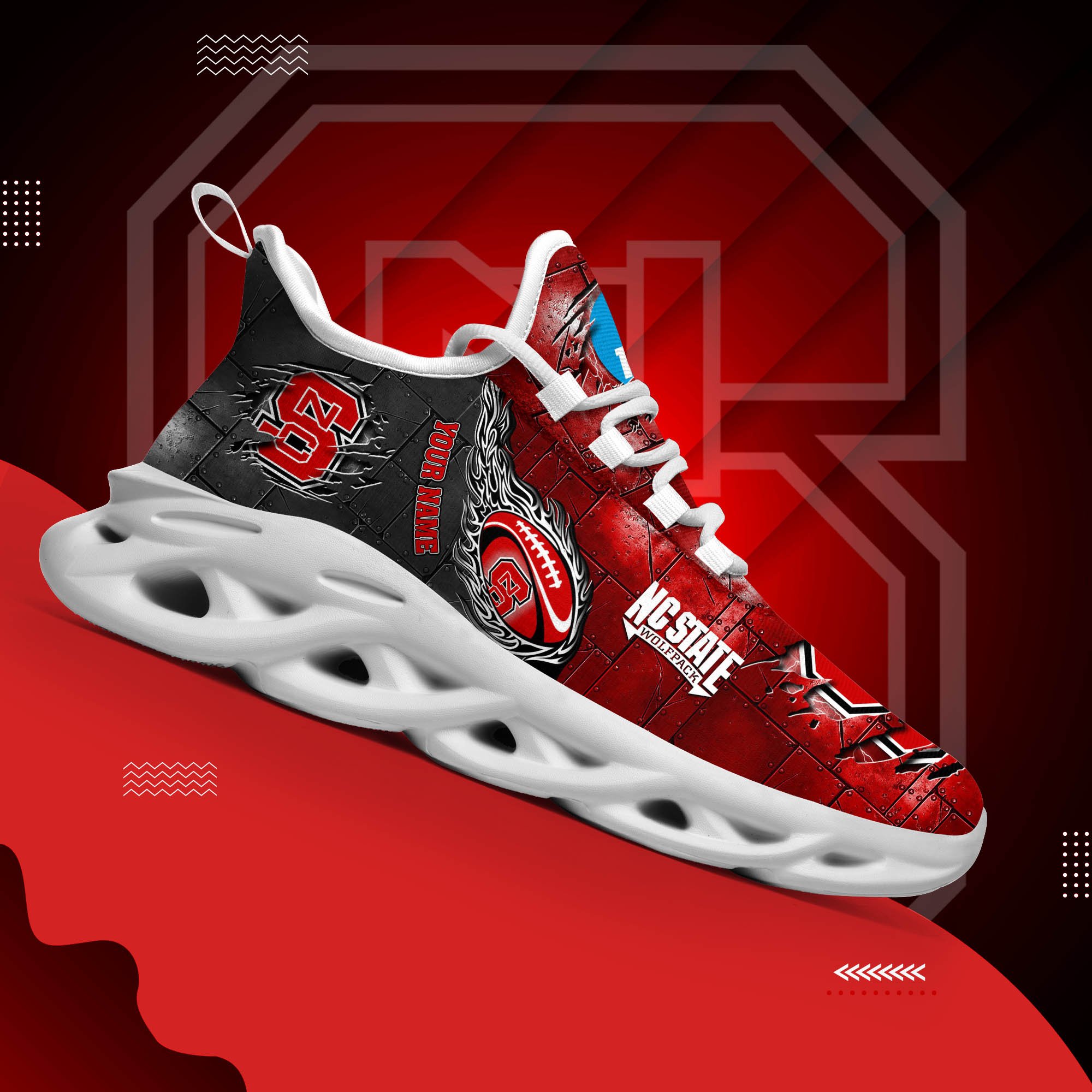 NC State Wolfpack Black Max Soul Shoes 2026 Versions, White Max Soul Shoes Custom Your Name PH879