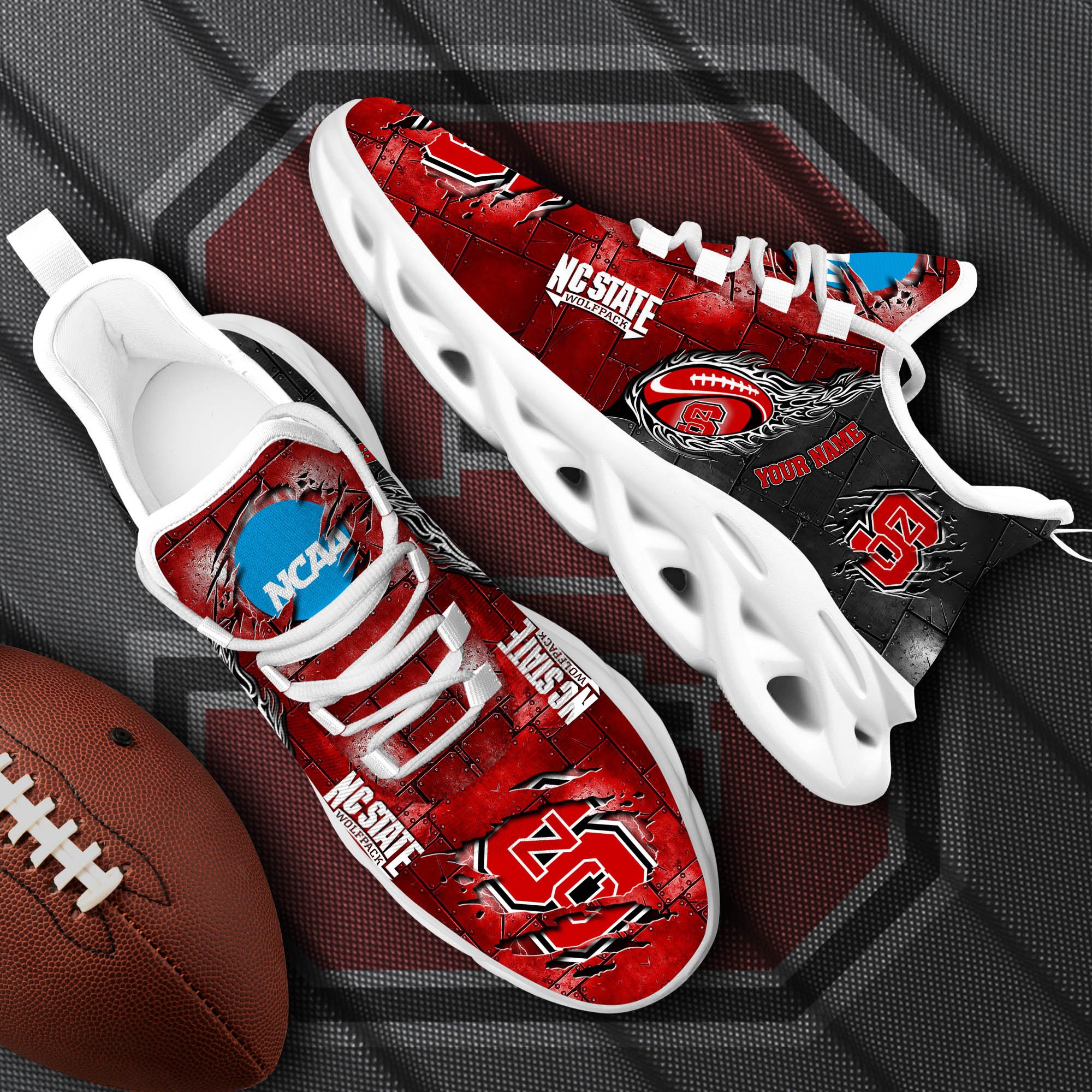 NC State Wolfpack Black Max Soul Shoes 2026 Versions, White Max Soul Shoes Custom Your Name PH879