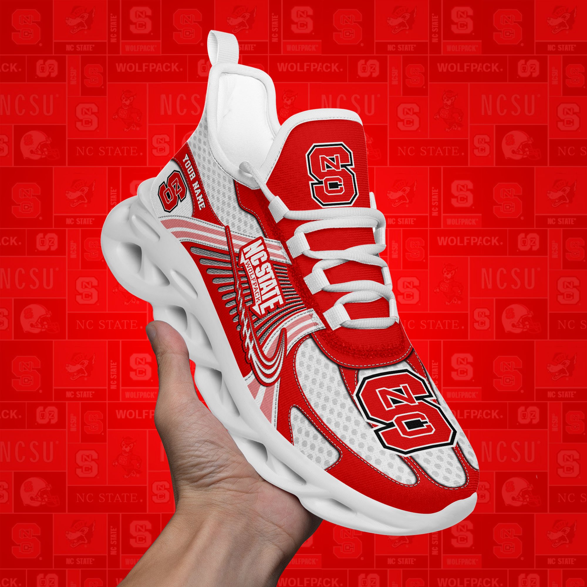 NC State Wolfpack Clunky Sneakers Custom Your Name, Sport Sneakers, Sport Gifts For Fan, Gifts For Him