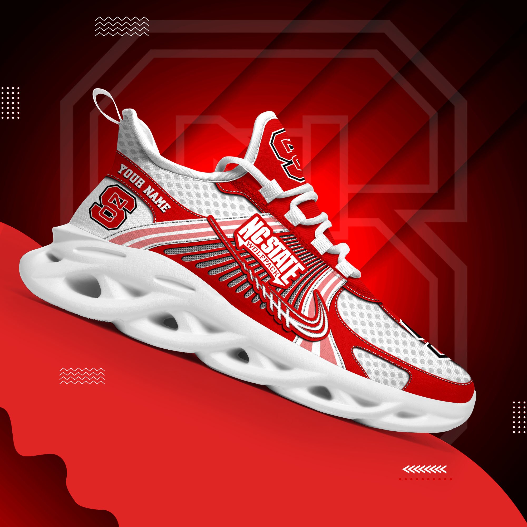 NC State Wolfpack Clunky Sneakers Custom Your Name, Sport Sneakers, Sport Gifts For Fan, Gifts For Him
