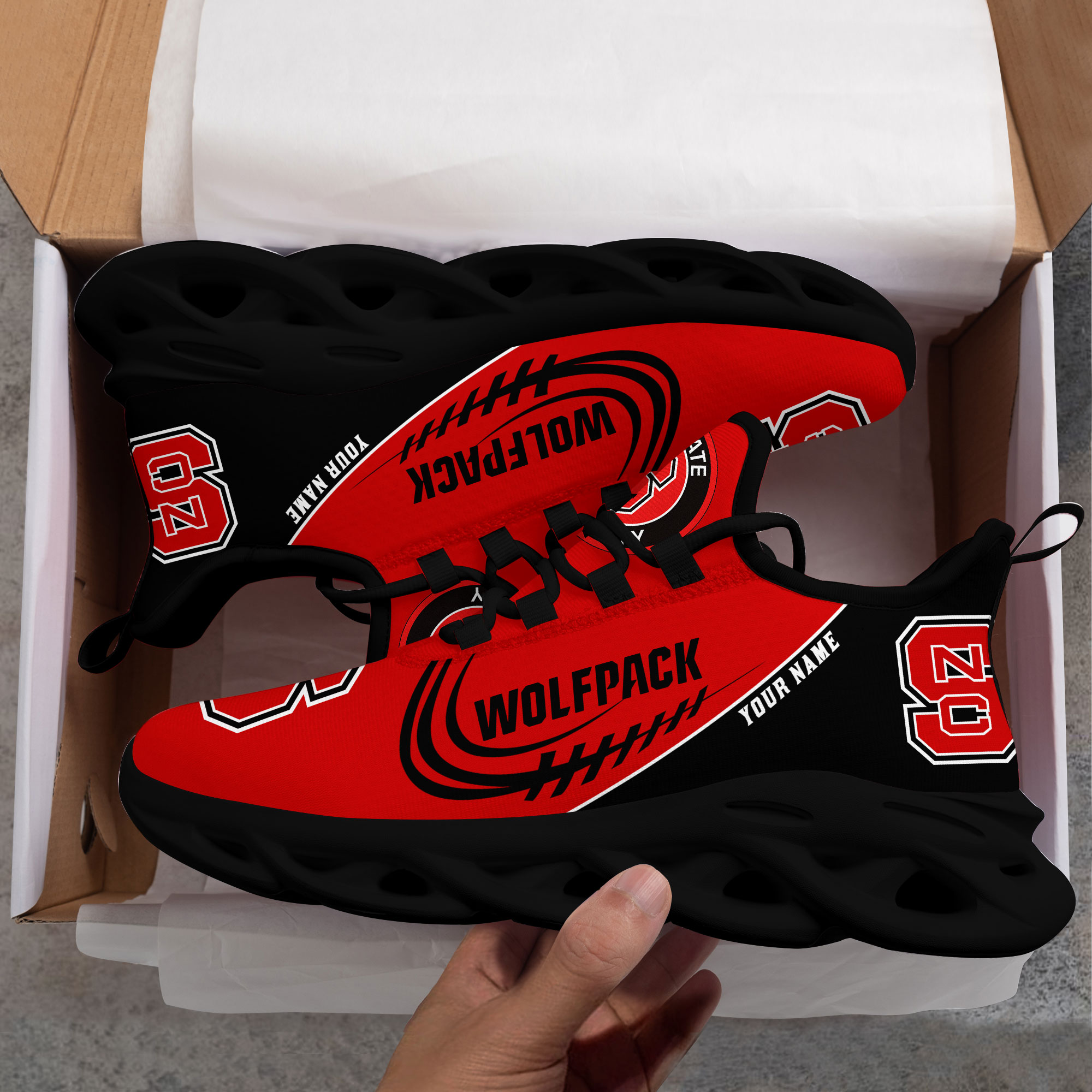 NC State Wolfpack PERSONALIZED MAX SOUL SHOES T1
