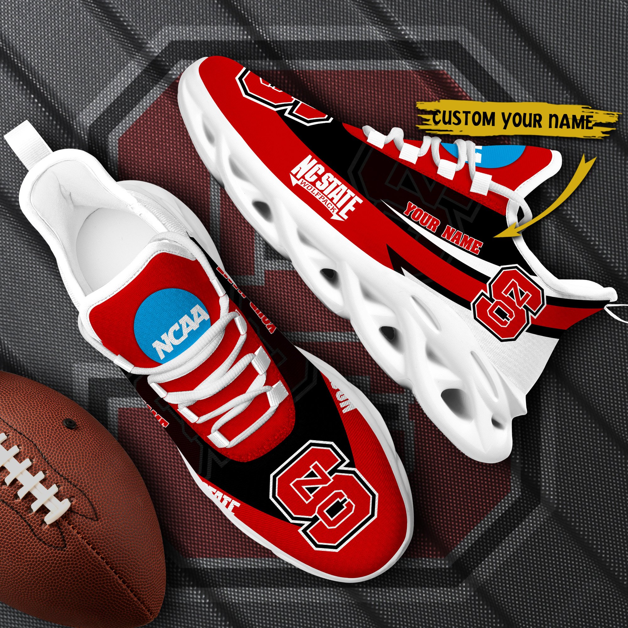 NC State Wolfpack White Max Soul Shoes 2026 Versions Custom Your Name, Sports Gift For Fan PH019