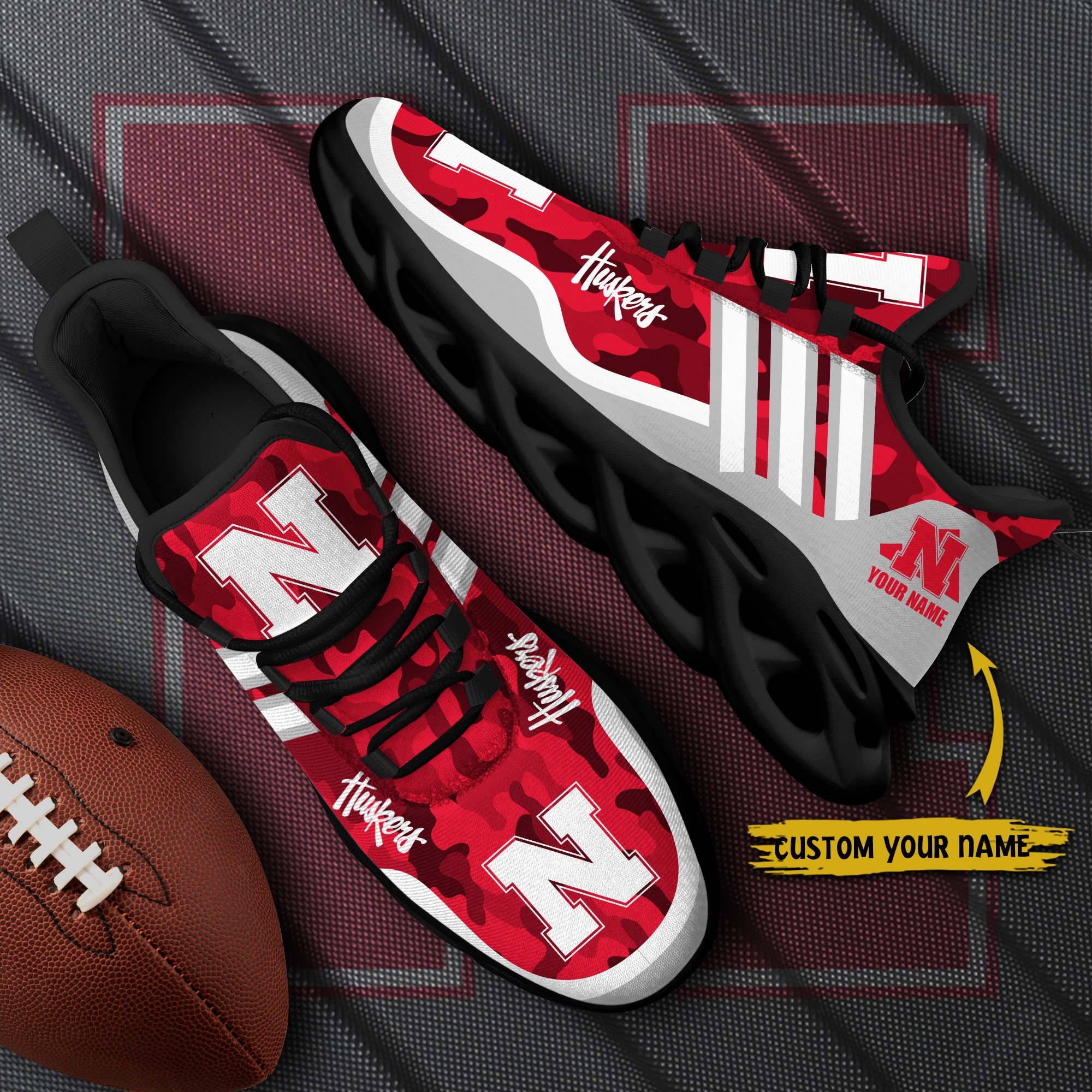 Nebraska Cornhuskers Black Max Soul Shoes 2026 Versions Custom Name 466