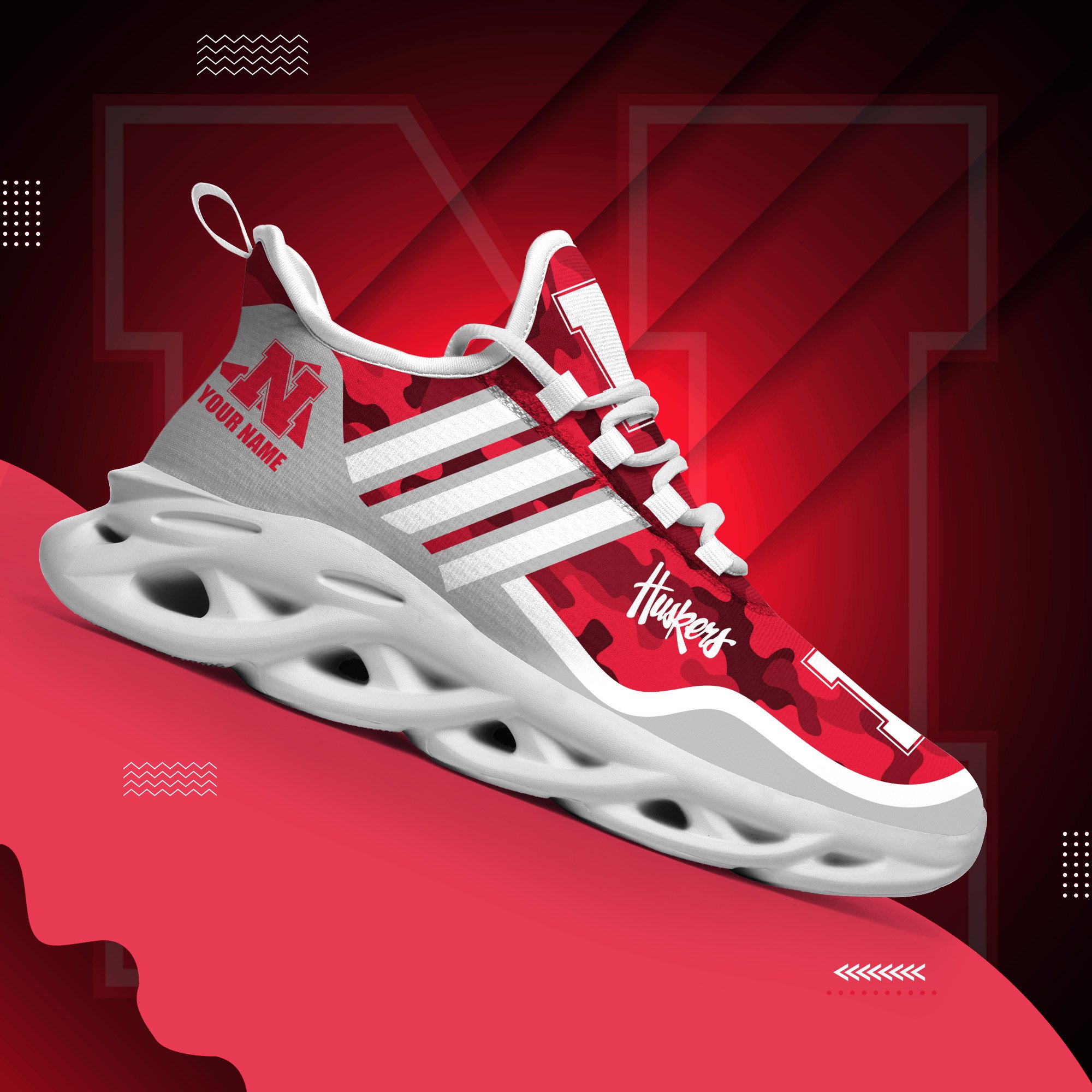 Nebraska Cornhuskers Black Max Soul Shoes 2026 Versions Custom Name 466