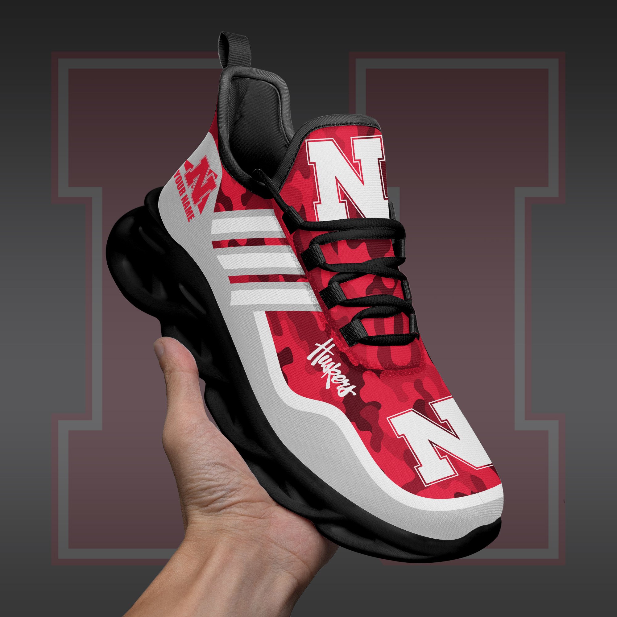 Nebraska Cornhuskers Black Max Soul Shoes 2026 Versions Custom Name 466