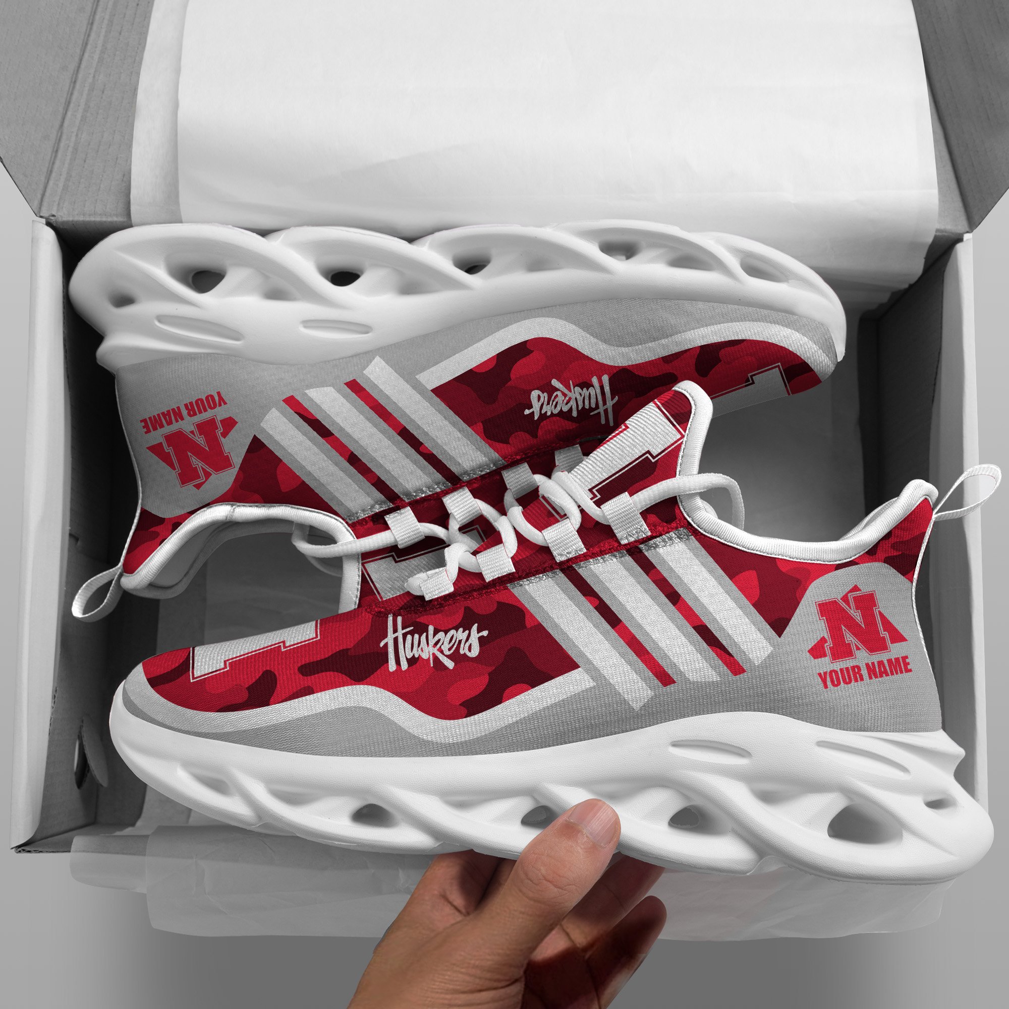 Nebraska Cornhuskers Black Max Soul Shoes 2026 Versions Custom Name 466