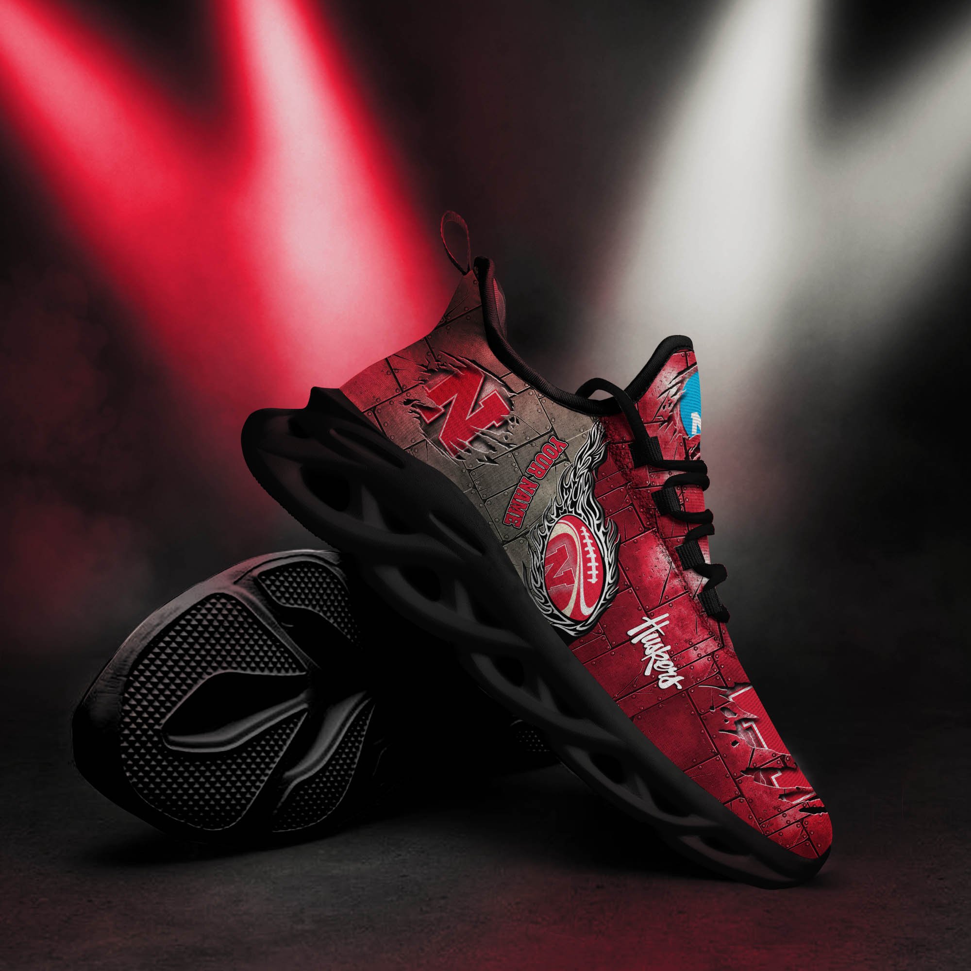 Nebraska Cornhuskers Black Max Soul Shoes 2026 Versions, White Max Soul Shoes Custom Your Name PH879