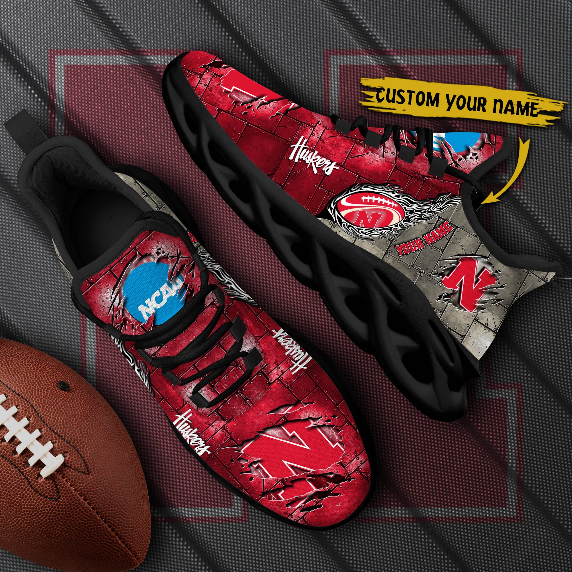 Nebraska Cornhuskers Black Max Soul Shoes 2026 Versions, White Max Soul Shoes Custom Your Name PH879