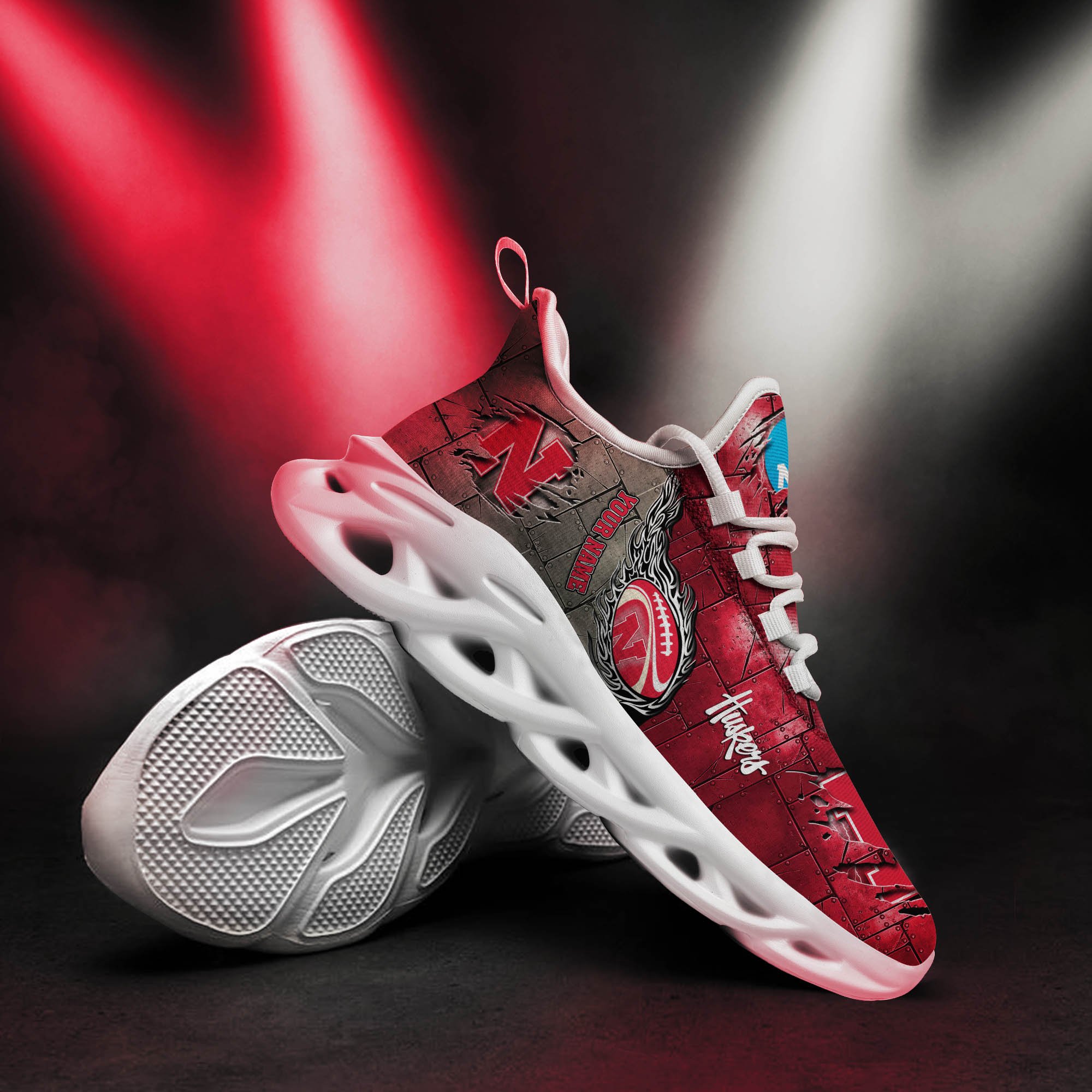 Nebraska Cornhuskers Black Max Soul Shoes 2026 Versions, White Max Soul Shoes Custom Your Name PH879