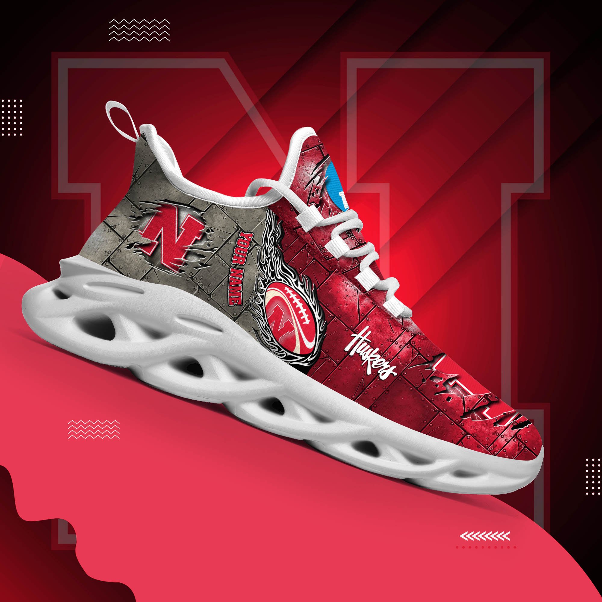 Nebraska Cornhuskers Black Max Soul Shoes 2026 Versions, White Max Soul Shoes Custom Your Name PH879