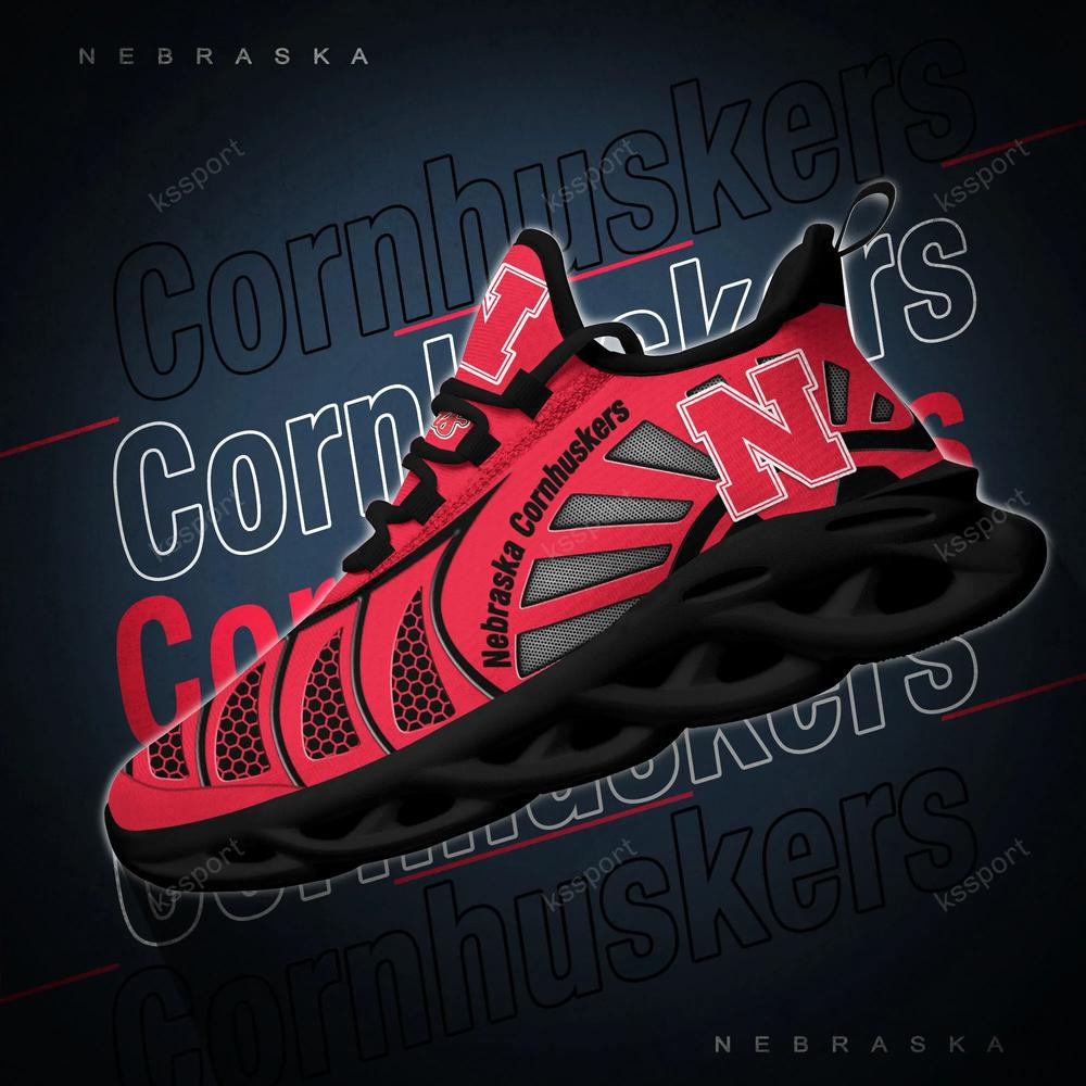 Nebraska Cornhuskers Max Soul Clunky, Black And White Running Shoes