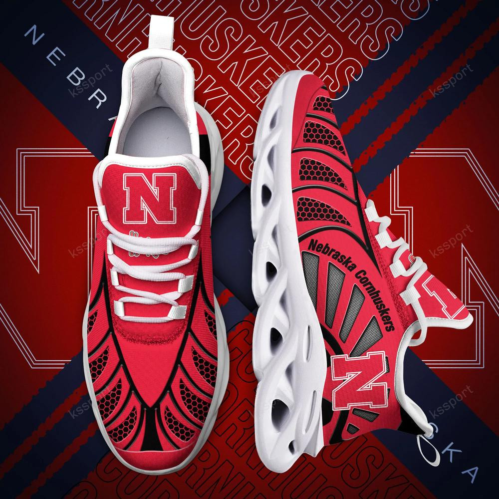 Nebraska Cornhuskers Max Soul Clunky, Black And White Running Shoes