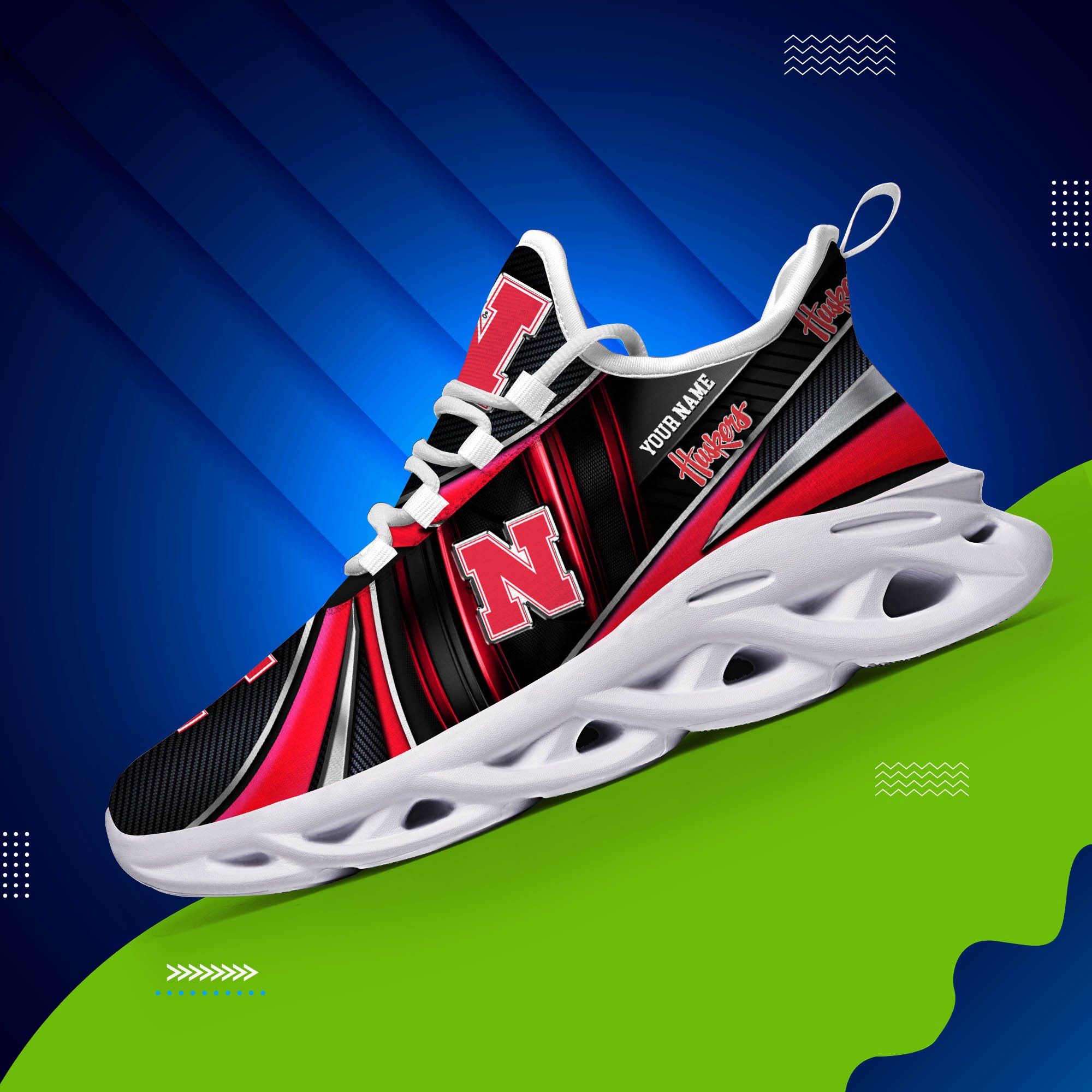 Nebraska Cornhuskers White C Sneakers 2026 Version Personalized Your Name, Sport Team Sneakers, Sport Gifts PH892