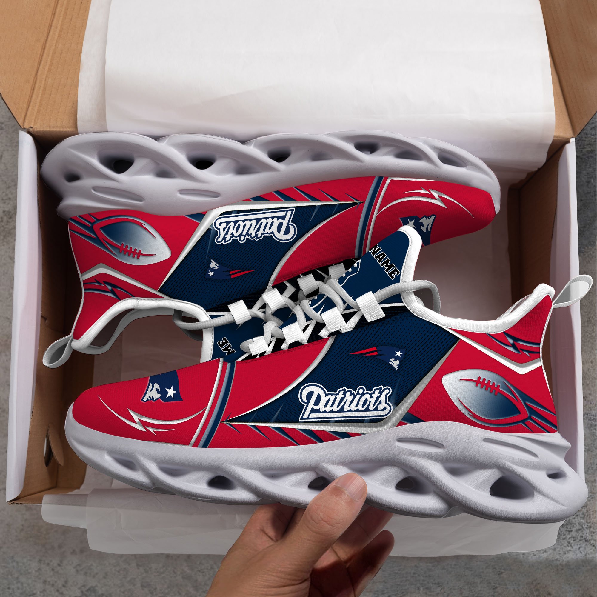 New England Patriots Sport White C Sneakers 2026 Version Personalized Your Name 528