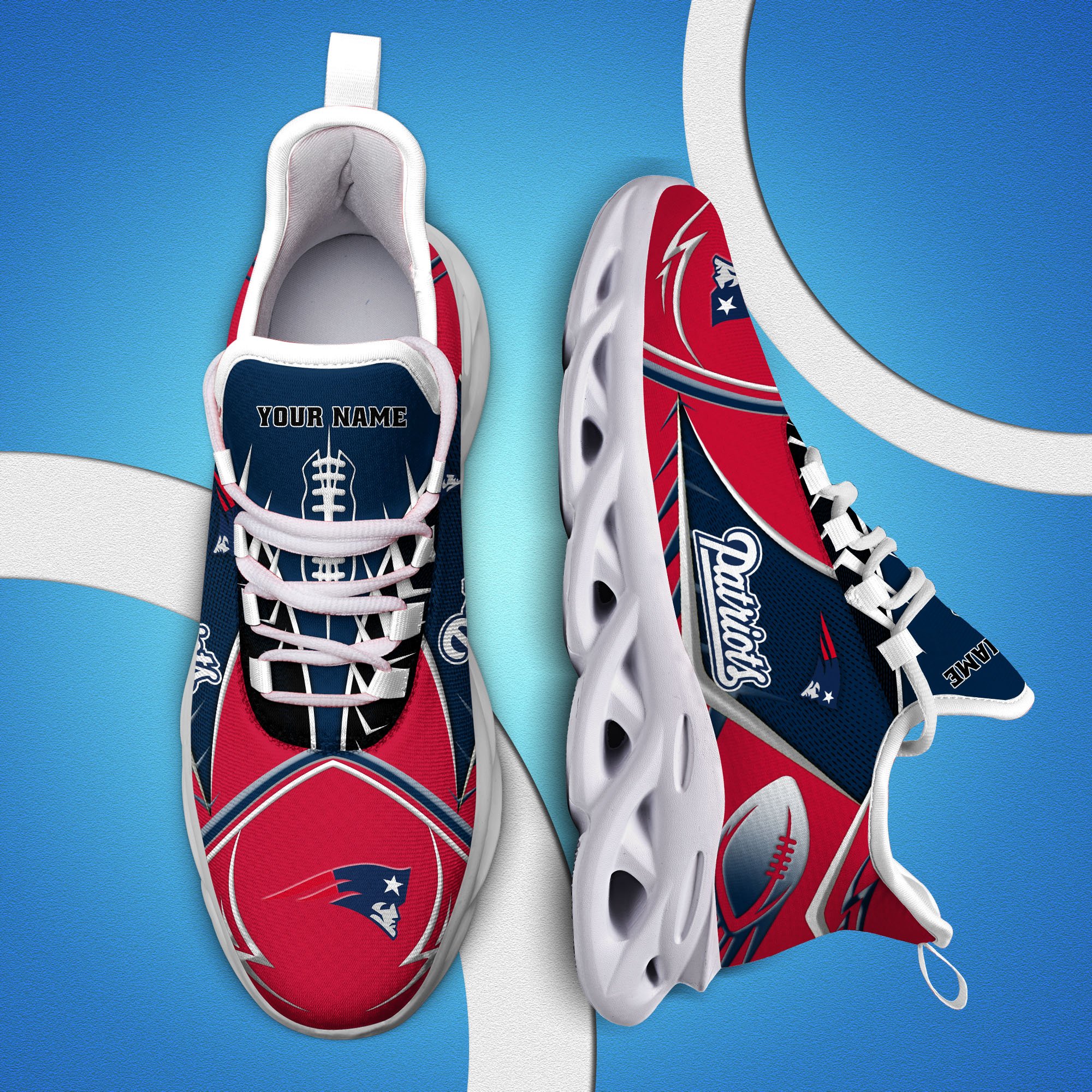 New England Patriots Sport White C Sneakers 2026 Version Personalized Your Name 528