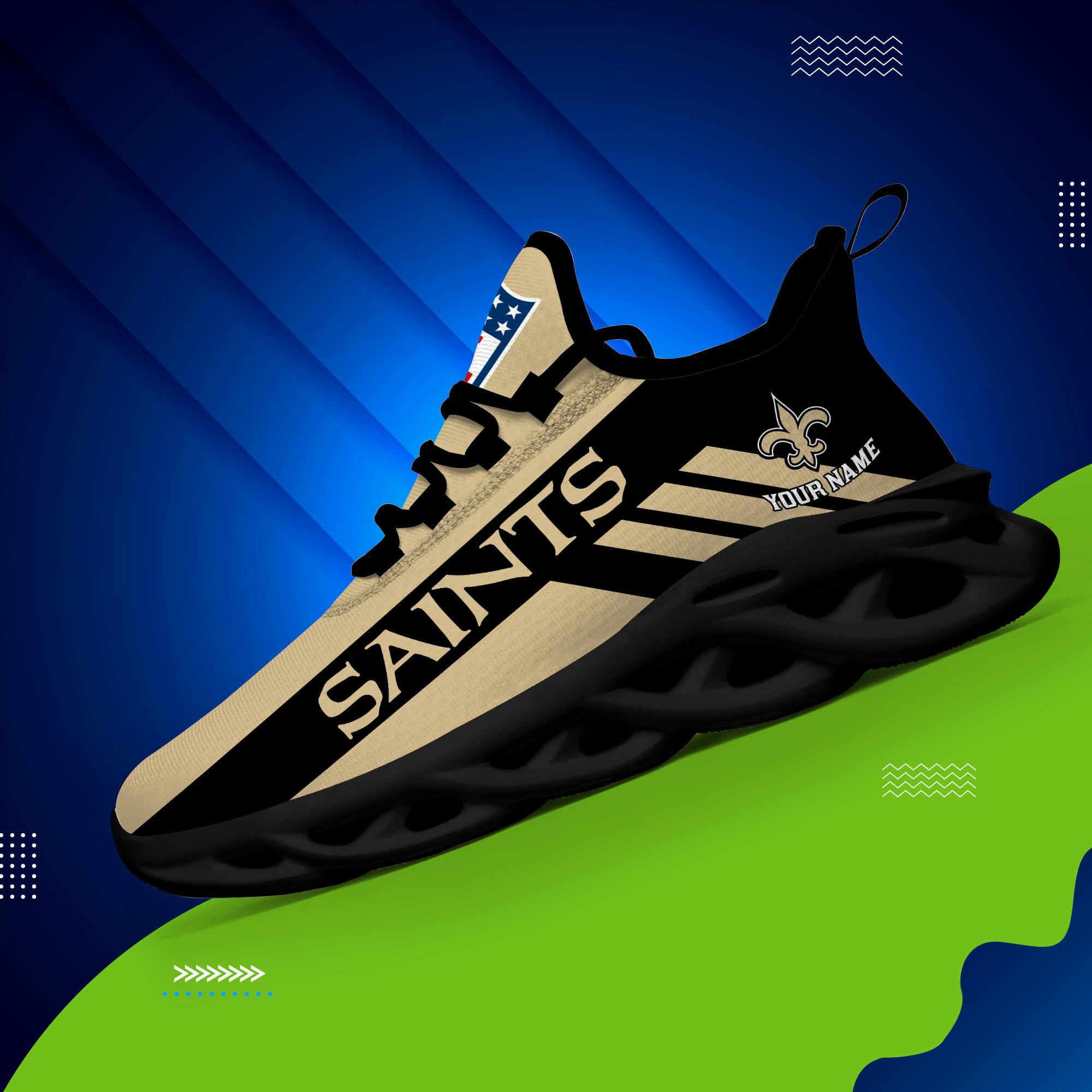 New Orleans Saints Black Max Soul Shoes 2026 Versions Custom Name 635