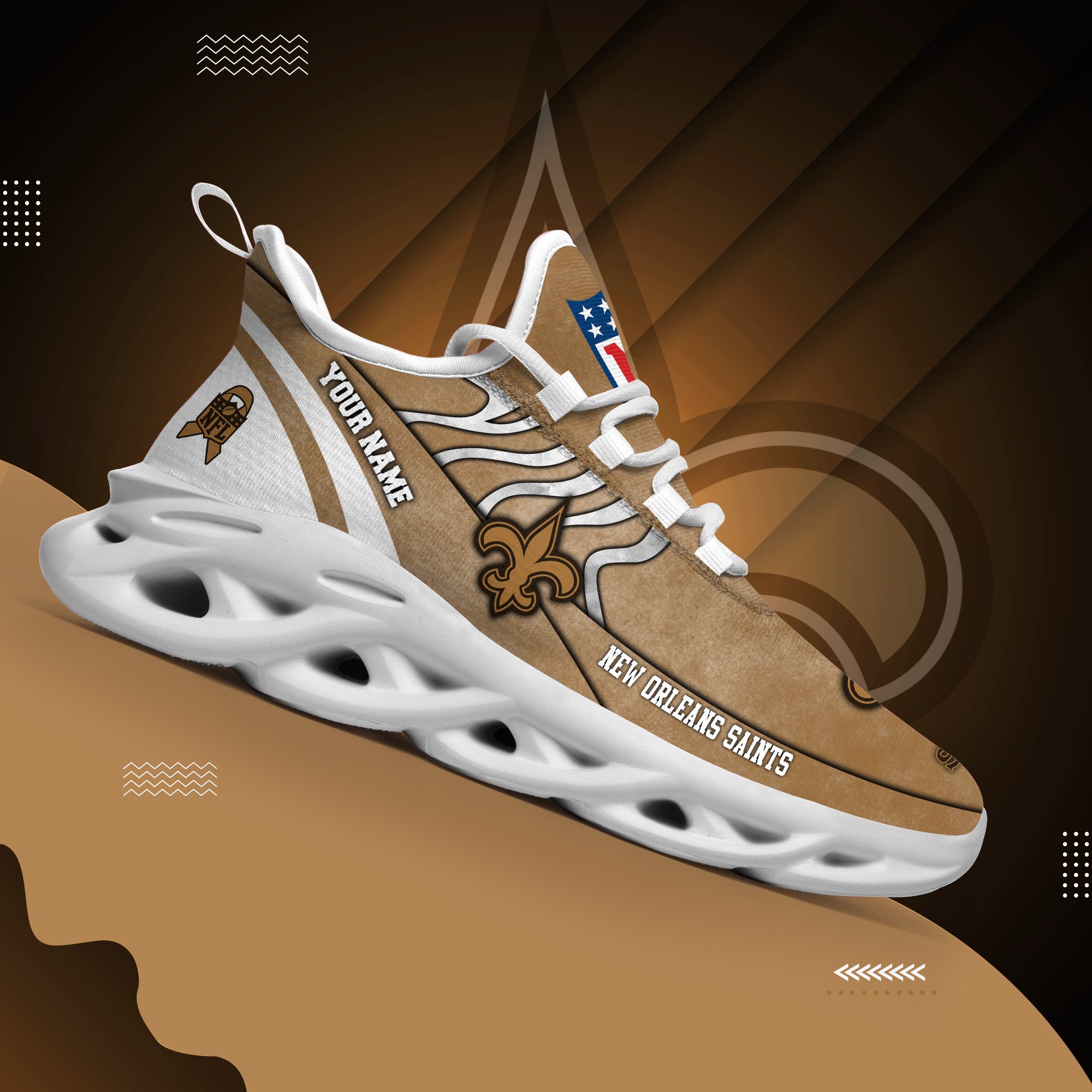 New Orleans Saints Black Max Soul Shoes 2026 Versions Custom Your Name And Number 264