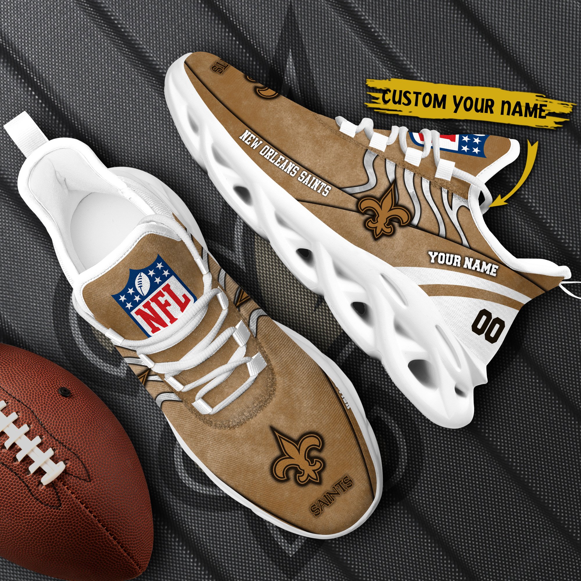 New Orleans Saints Black Max Soul Shoes 2026 Versions Custom Your Name And Number 264