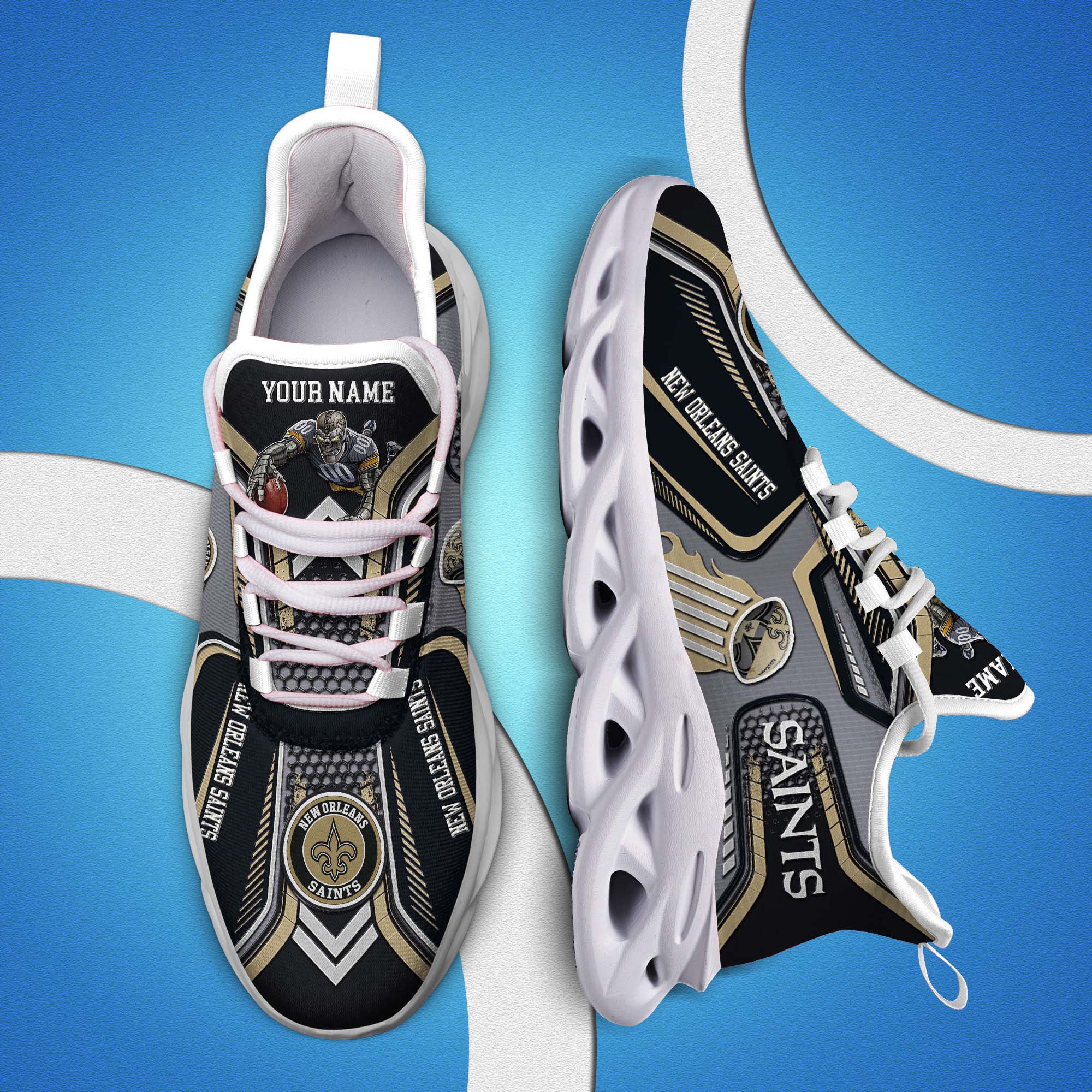 New Orleans Saints White C Sneakers 2026 Version Personalized Your Name, Sport Sneakers , Sport Gifts PH605