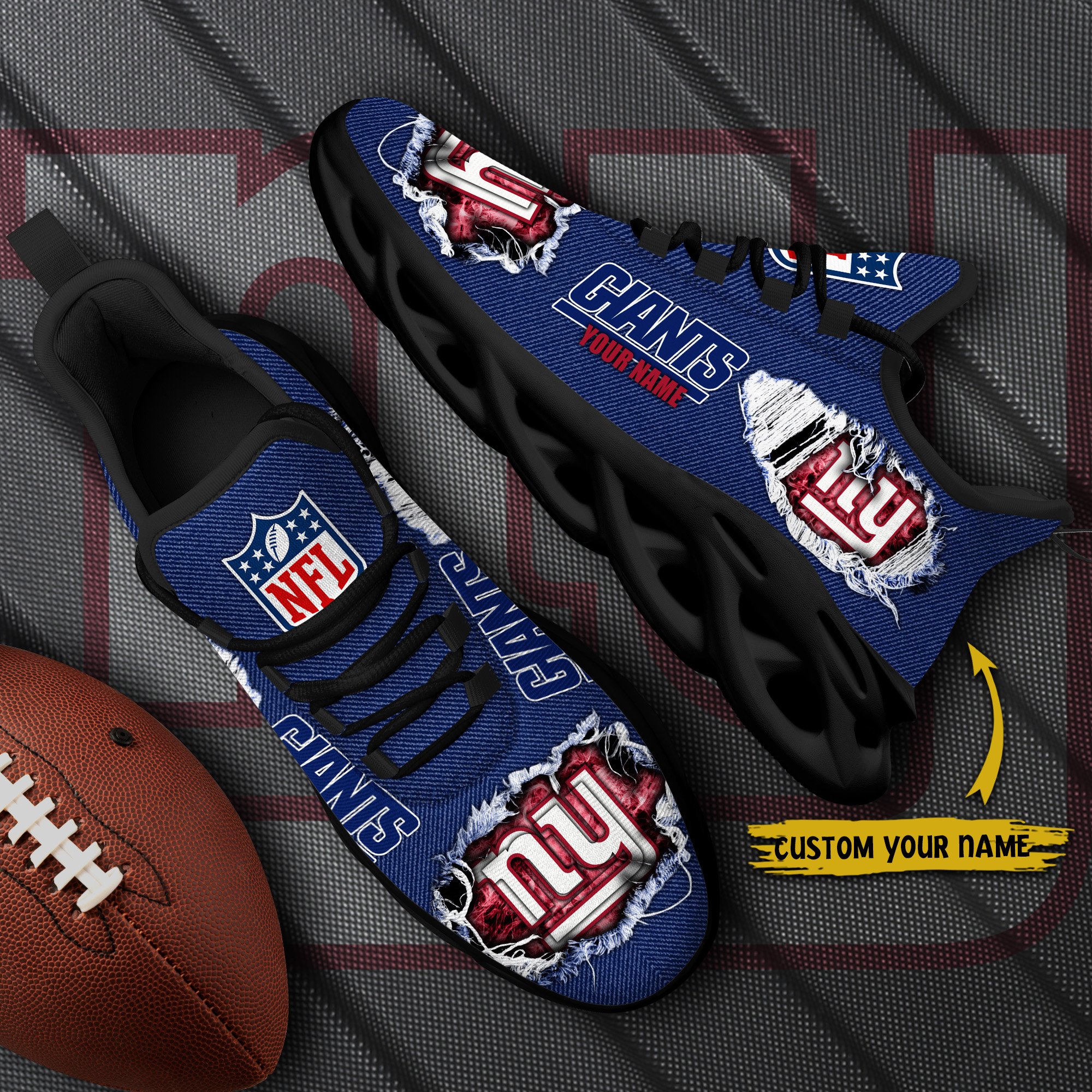 New York Giants Black Max Soul Shoes 2026 Versions Custom Name 554