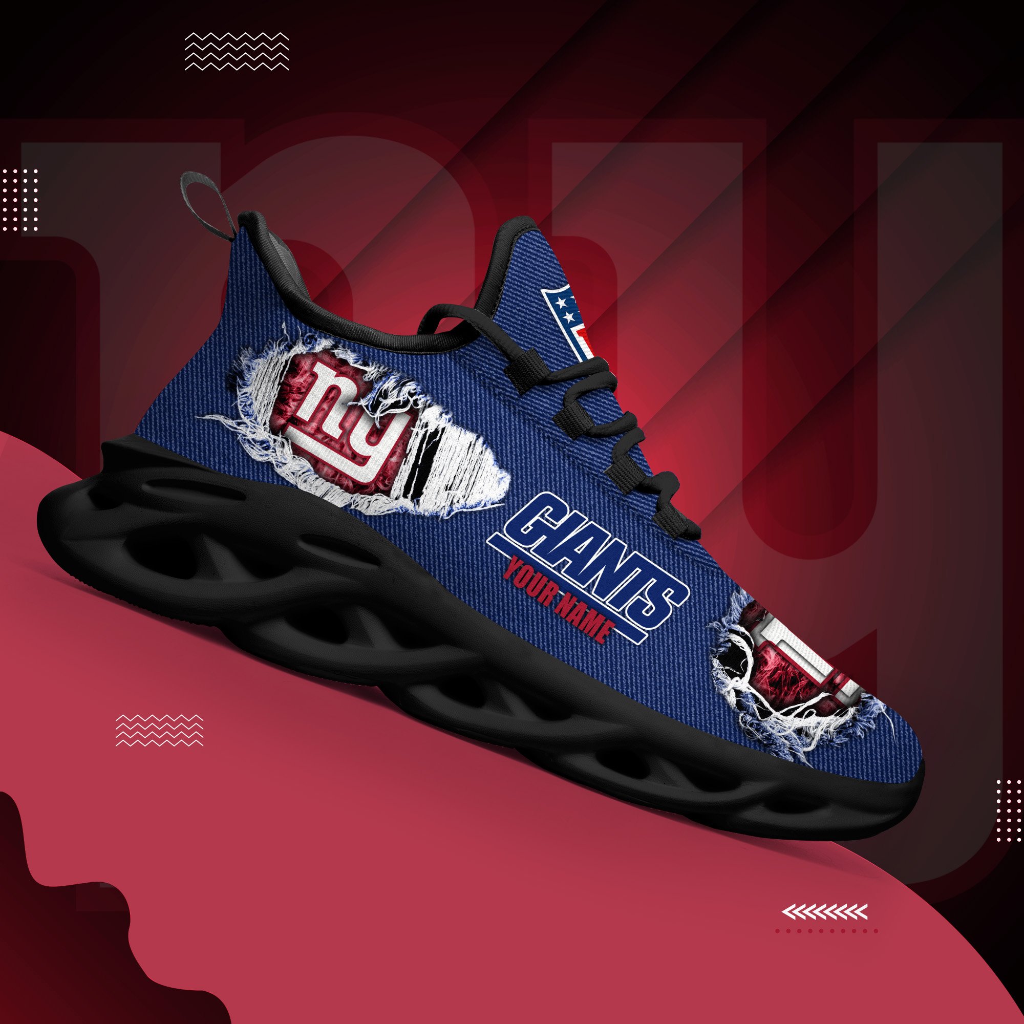 New York Giants Black Max Soul Shoes 2026 Versions Custom Name 554