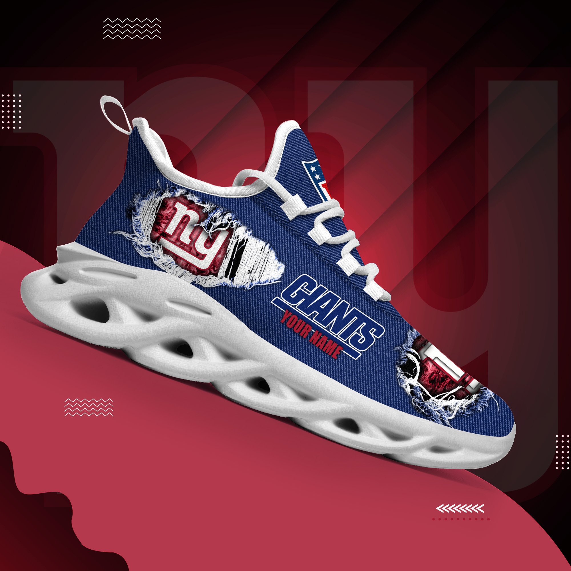 New York Giants Black Max Soul Shoes 2026 Versions Custom Name 554