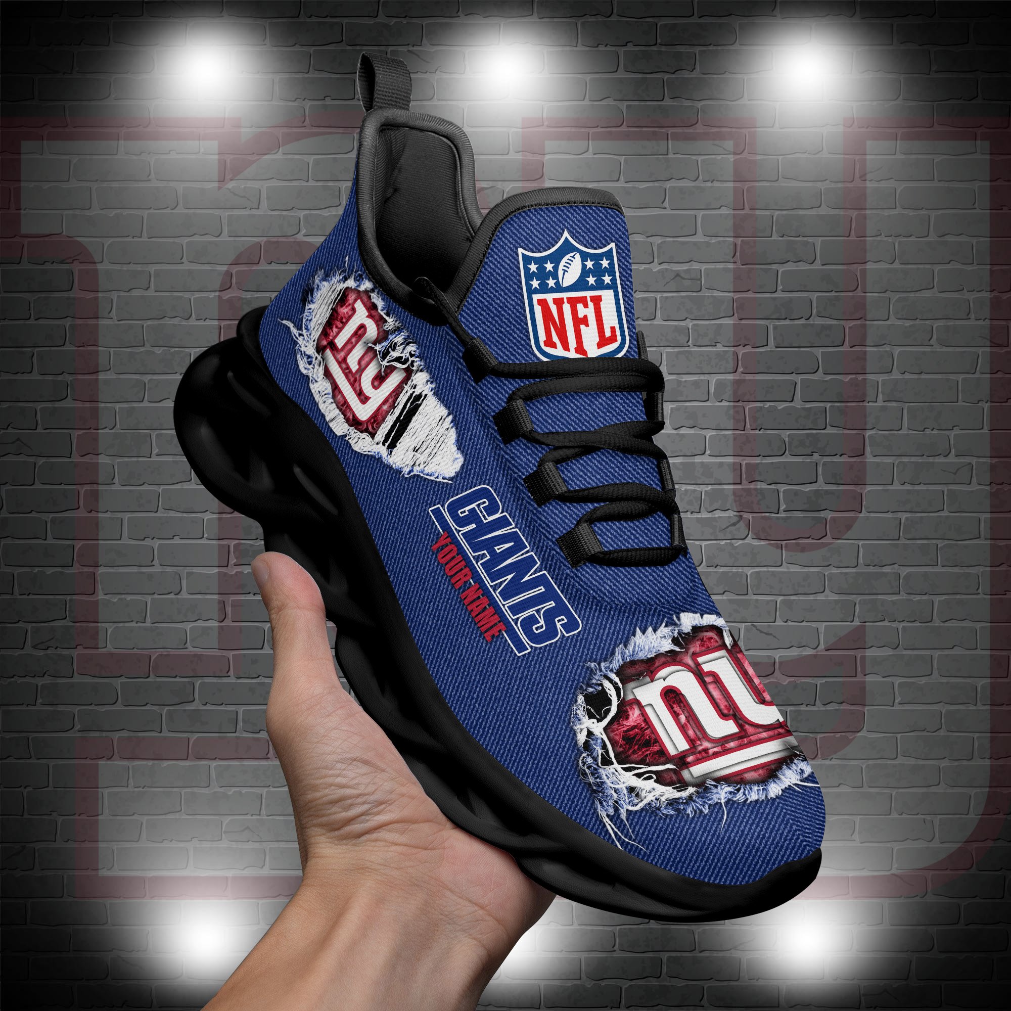 New York Giants Black Max Soul Shoes 2026 Versions Custom Name 554