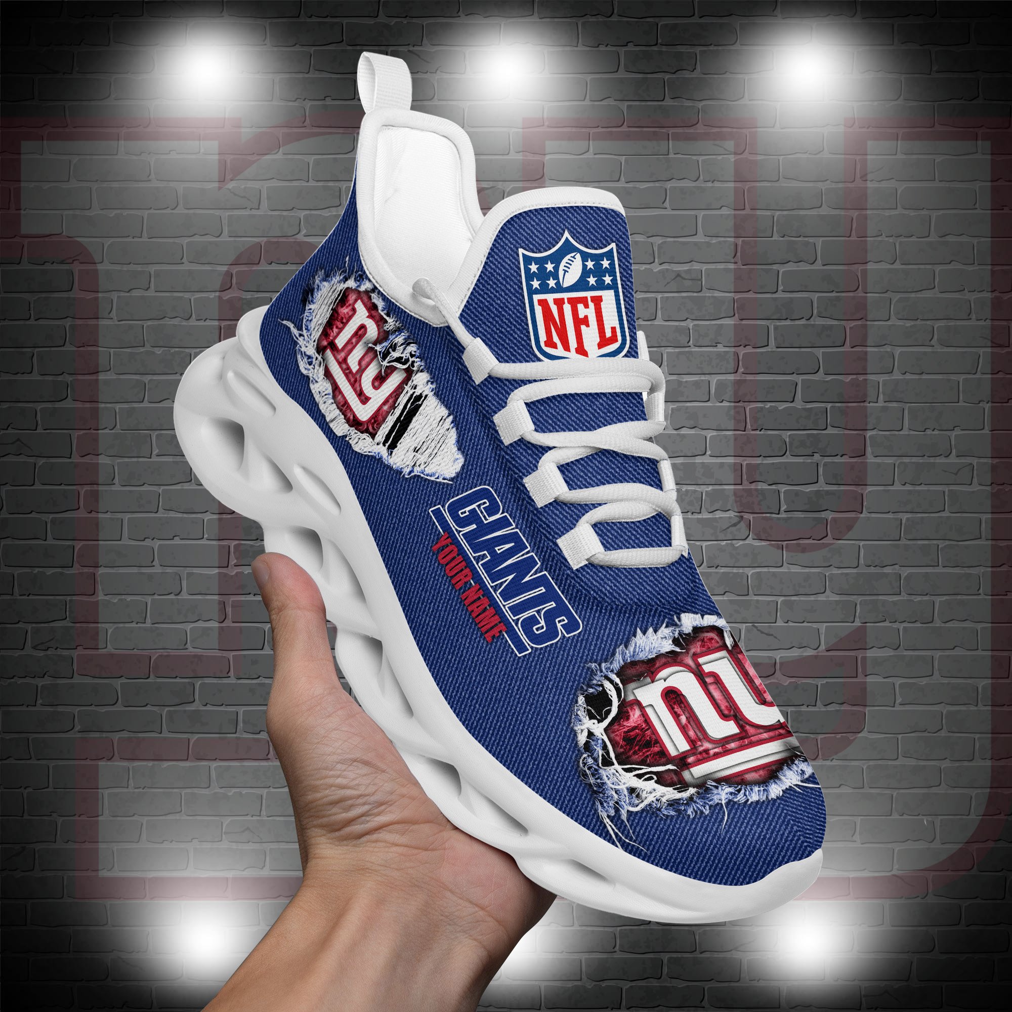 New York Giants Black Max Soul Shoes 2026 Versions Custom Name 554