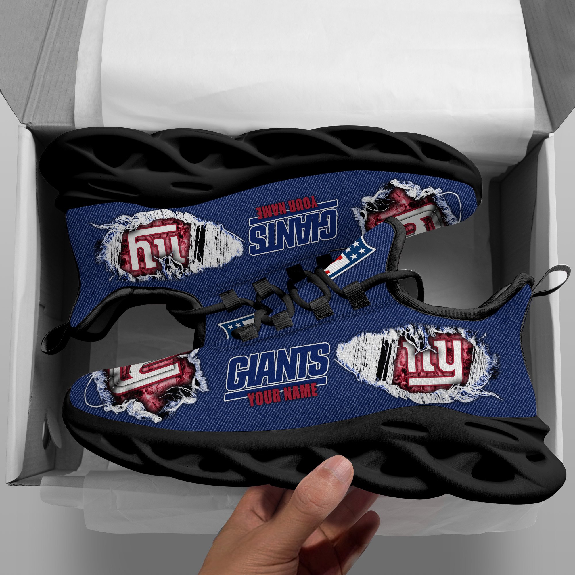 New York Giants Black Max Soul Shoes 2026 Versions Custom Name 554