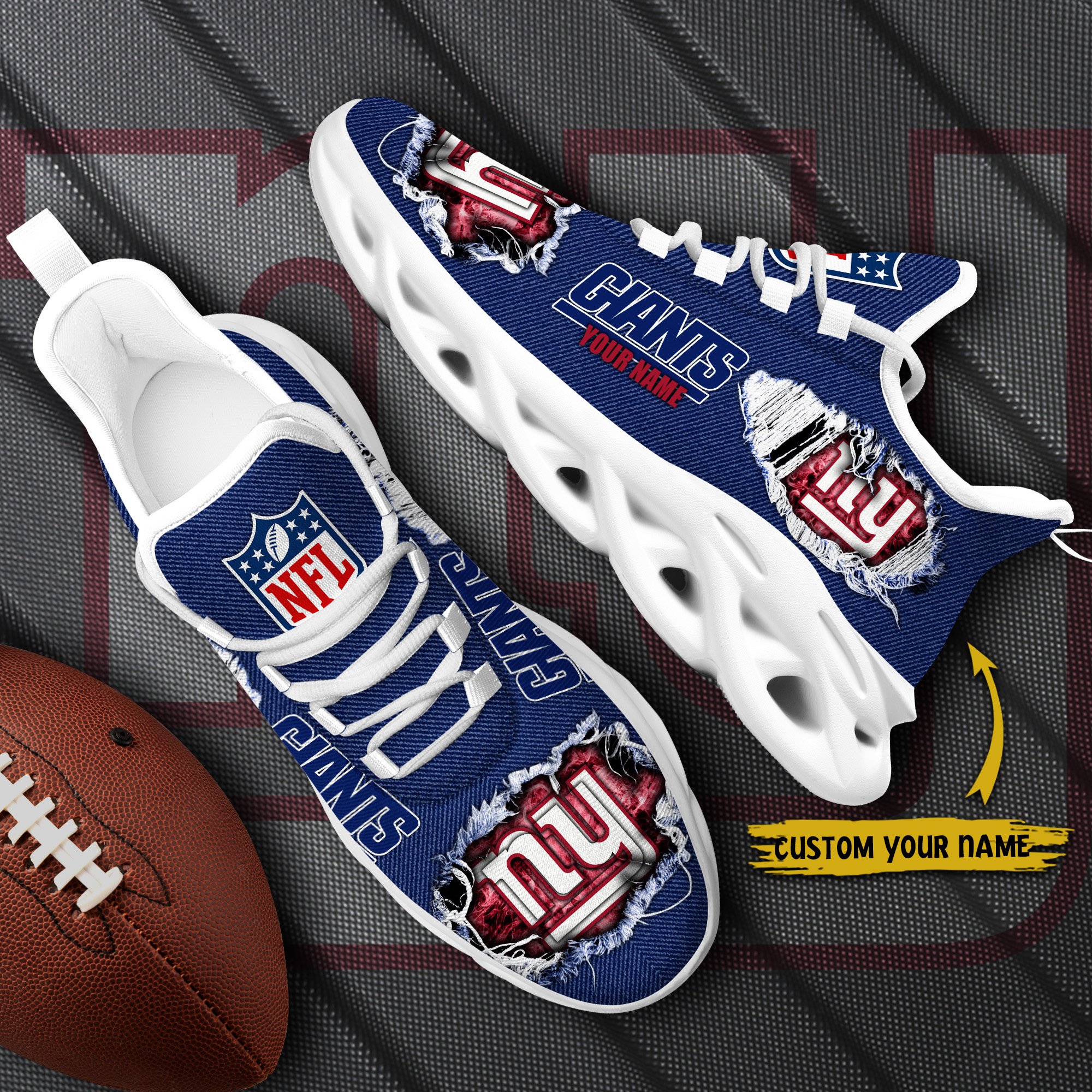 New York Giants Black Max Soul Shoes 2026 Versions Custom Name 554