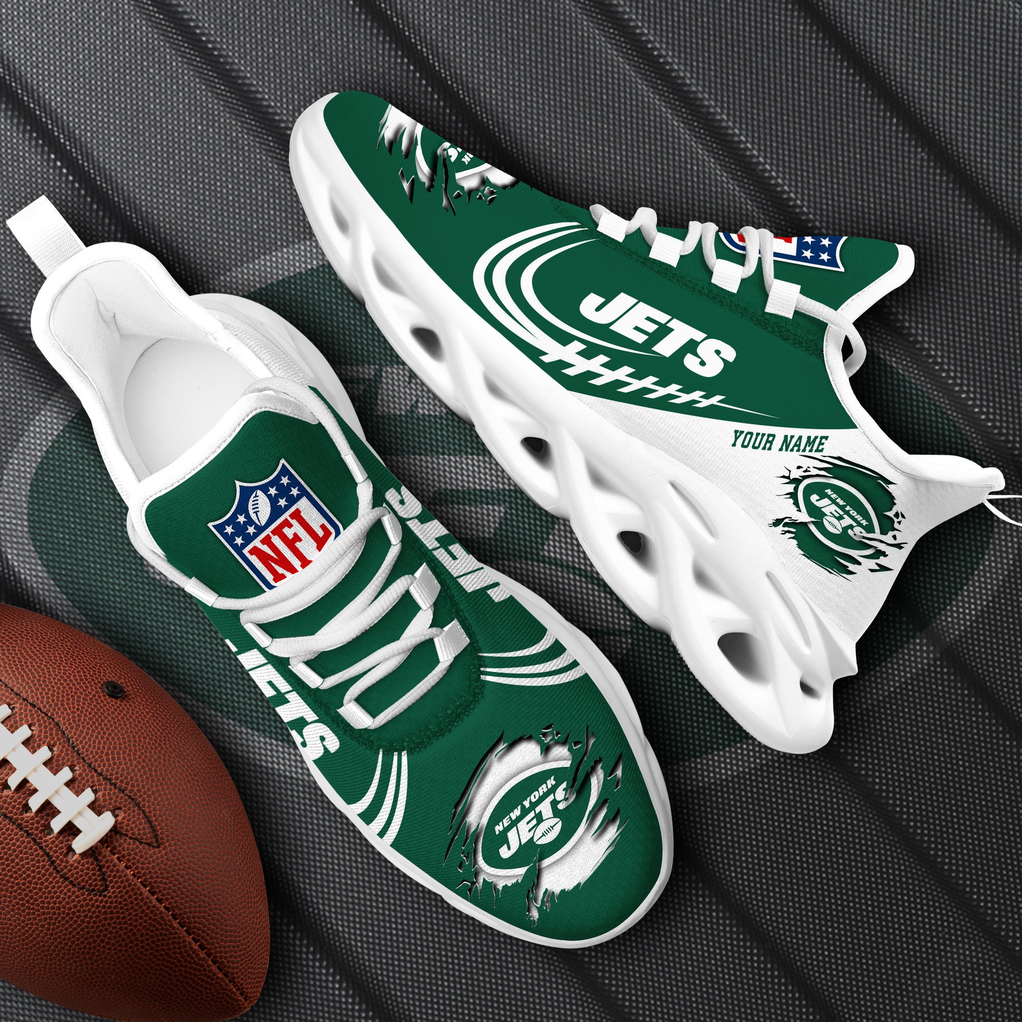 New York Jets Black Max Soul Shoes 2026 Versions Custom Name 003