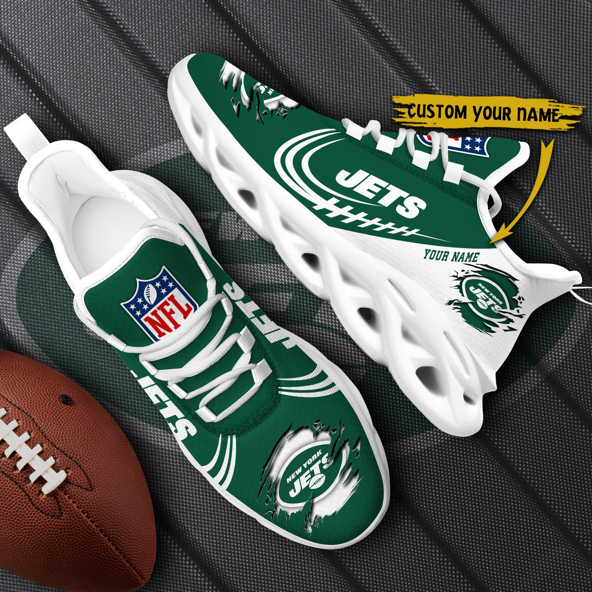 New York Jets Black Max Soul Shoes 2026 Versions Custom Name 003