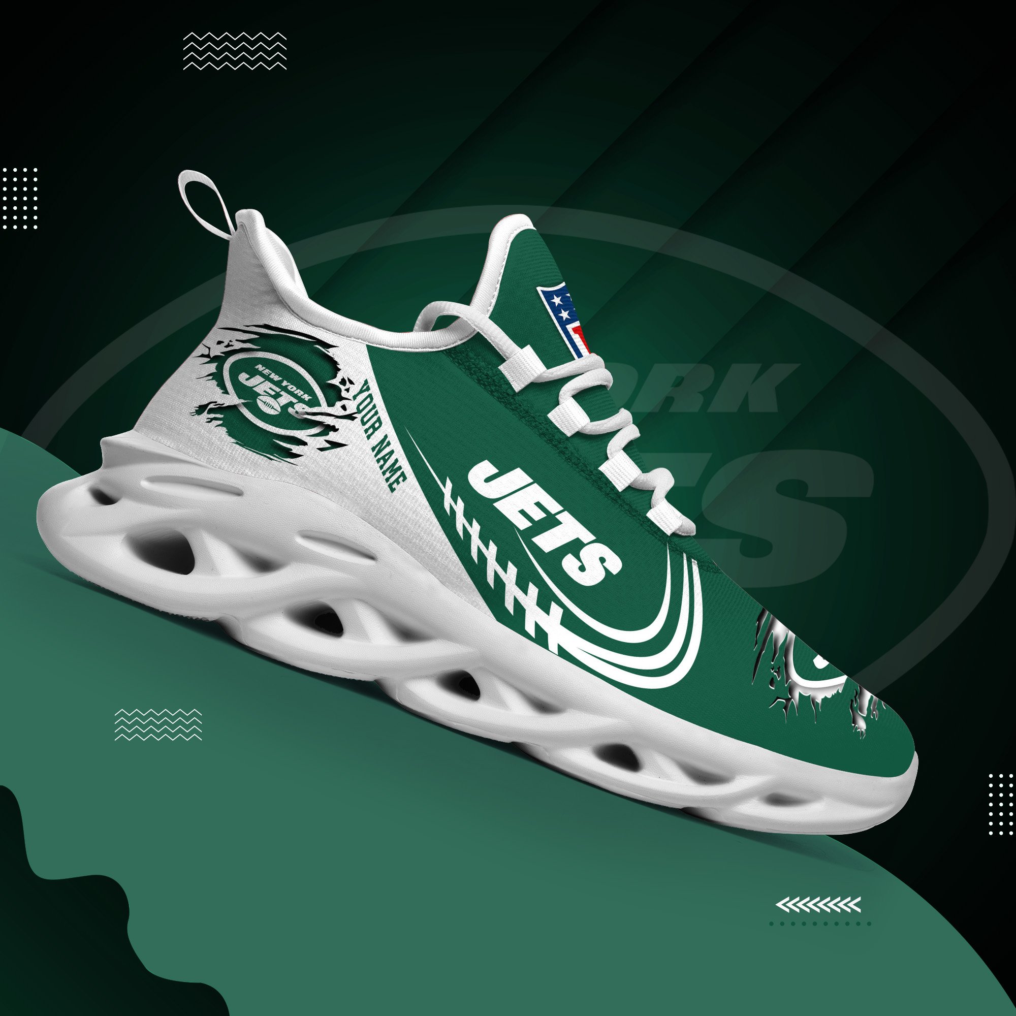 New York Jets Black Max Soul Shoes 2026 Versions Custom Name 003