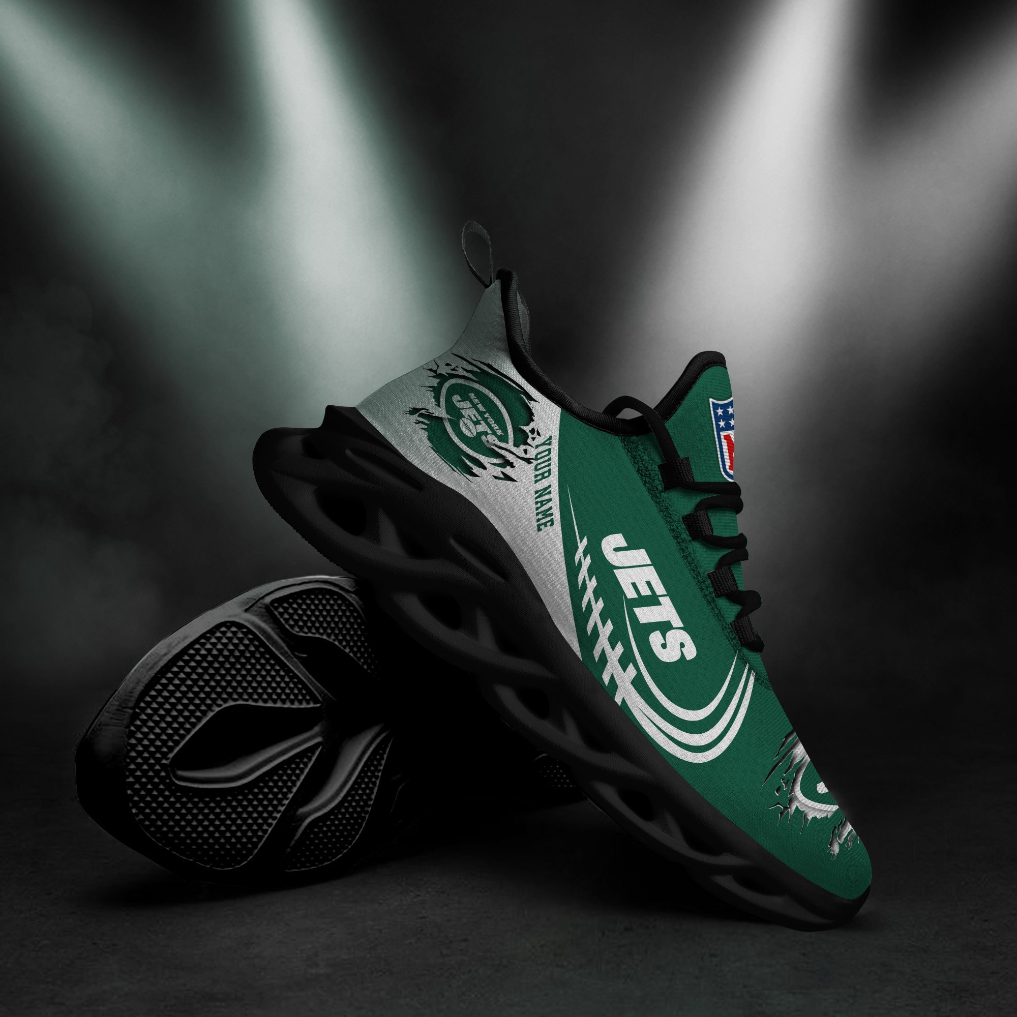New York Jets Black Max Soul Shoes 2026 Versions Custom Name 003