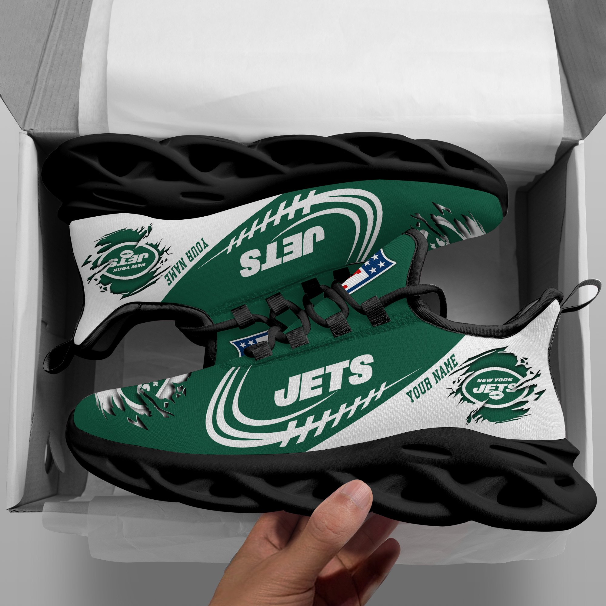 New York Jets Black Max Soul Shoes 2026 Versions Custom Name 003