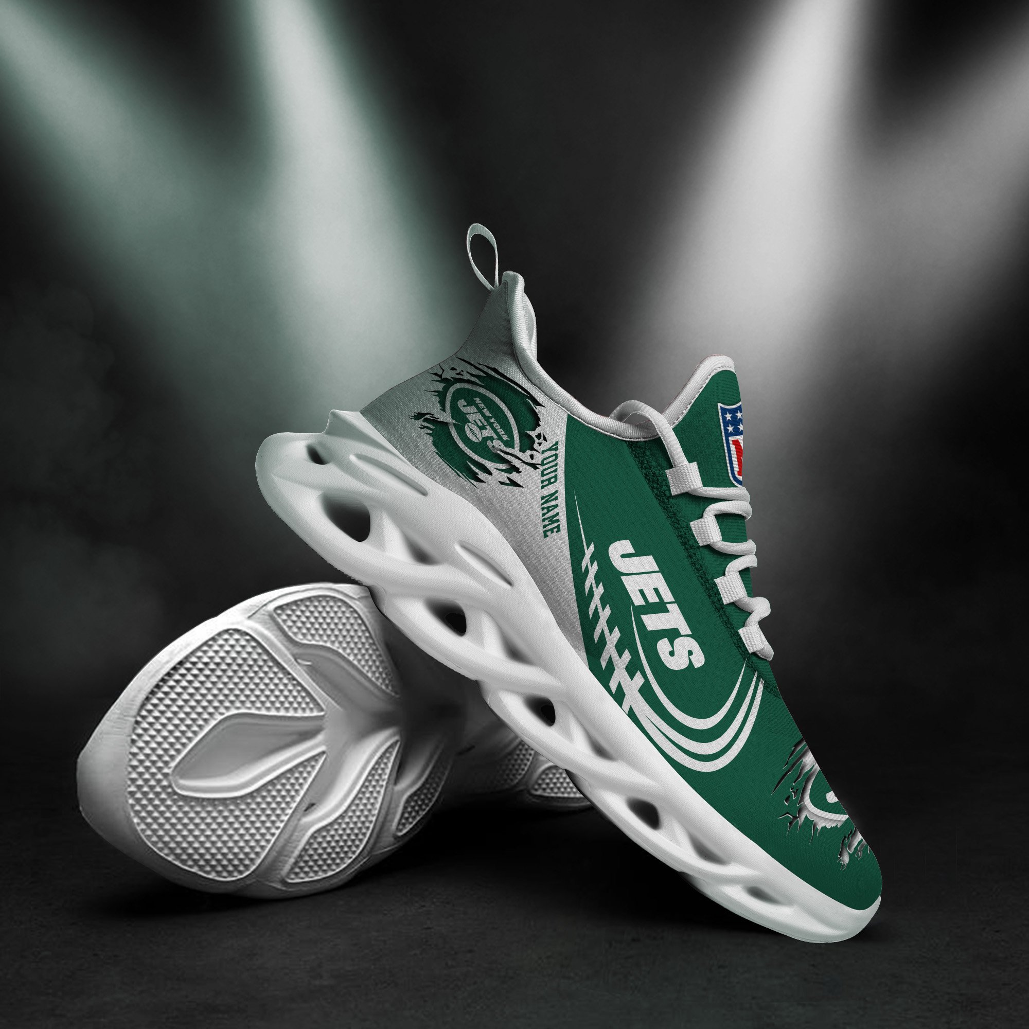 New York Jets Black Max Soul Shoes 2026 Versions Custom Name 003