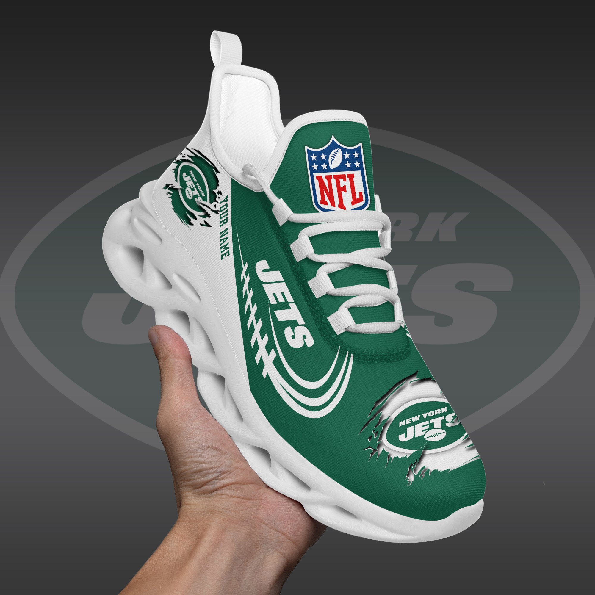 New York Jets Black Max Soul Shoes 2026 Versions Custom Name 003