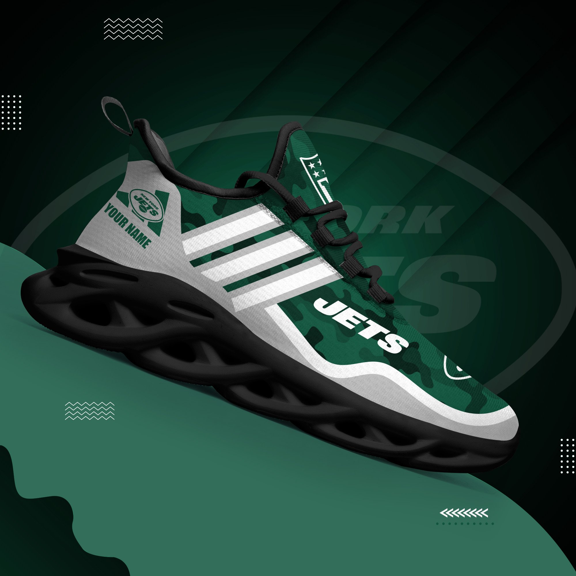 New York Jets Black Max Soul Shoes 2026 Versions Custom Name 430