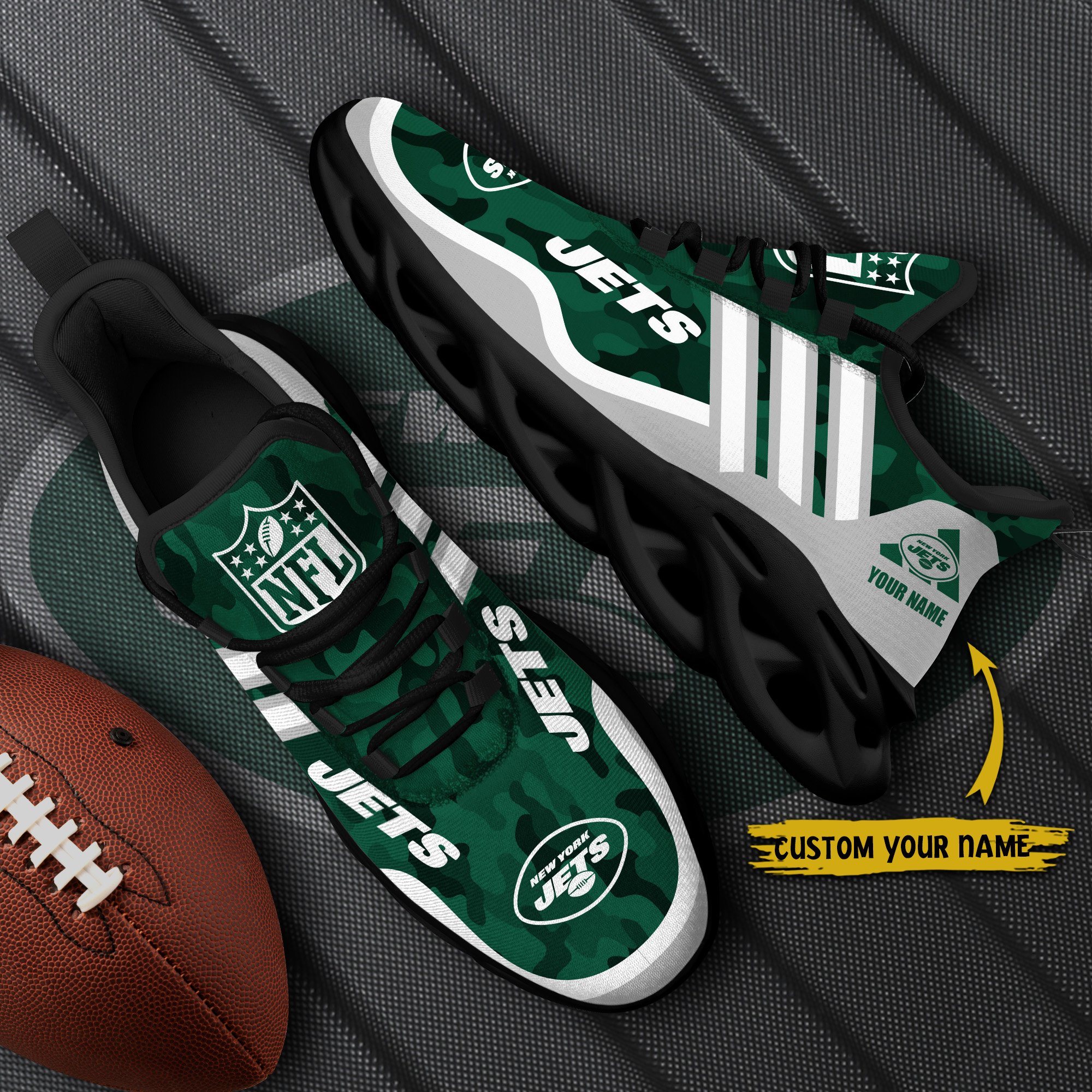New York Jets Black Max Soul Shoes 2026 Versions Custom Name 430