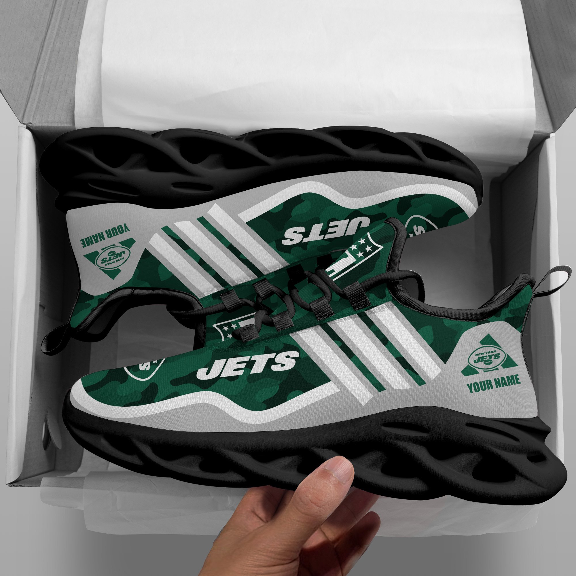 New York Jets Black Max Soul Shoes 2026 Versions Custom Name 430