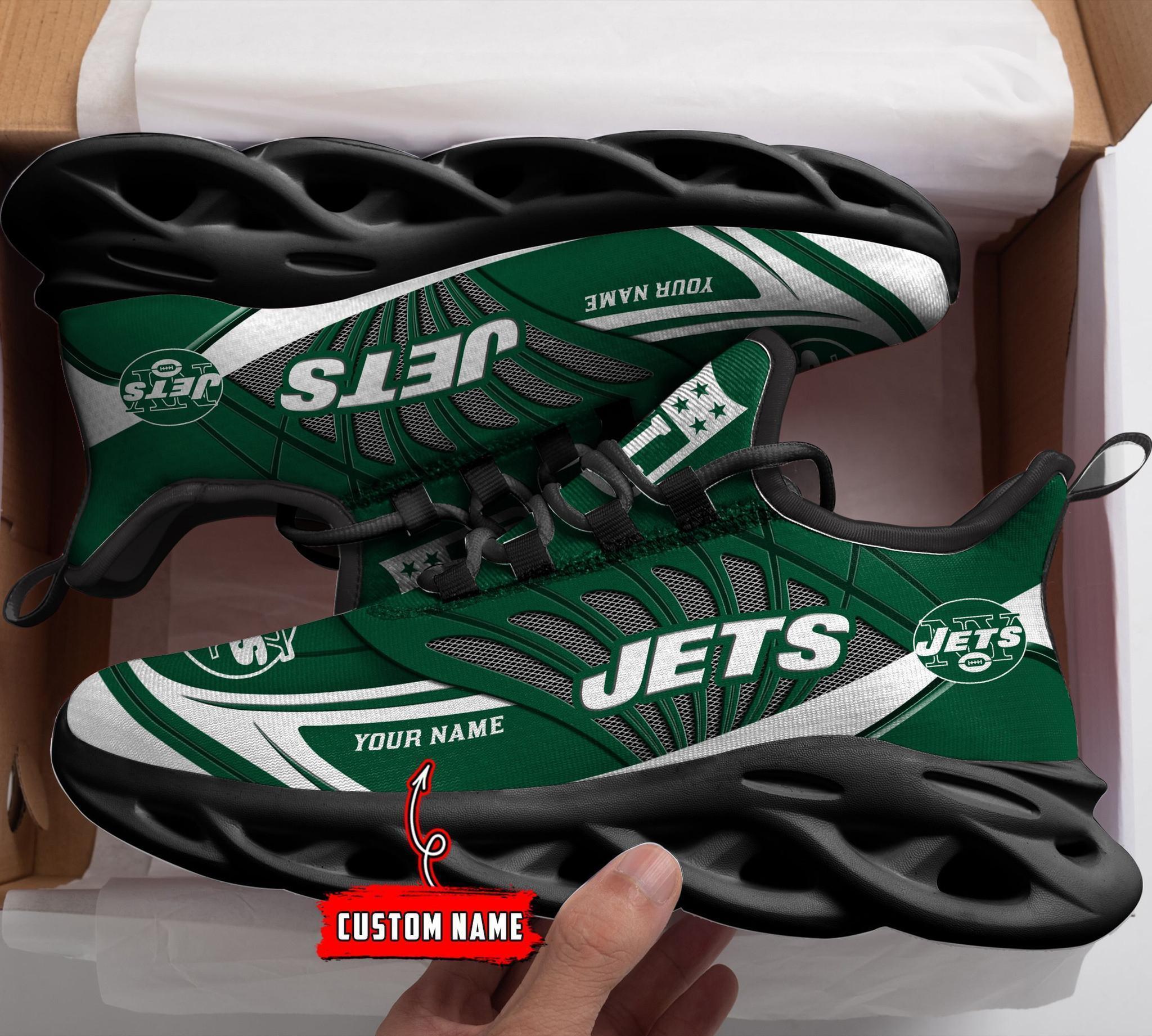 New York Jets Black Max Soul Shoes 2026 Versions Custom Name 637