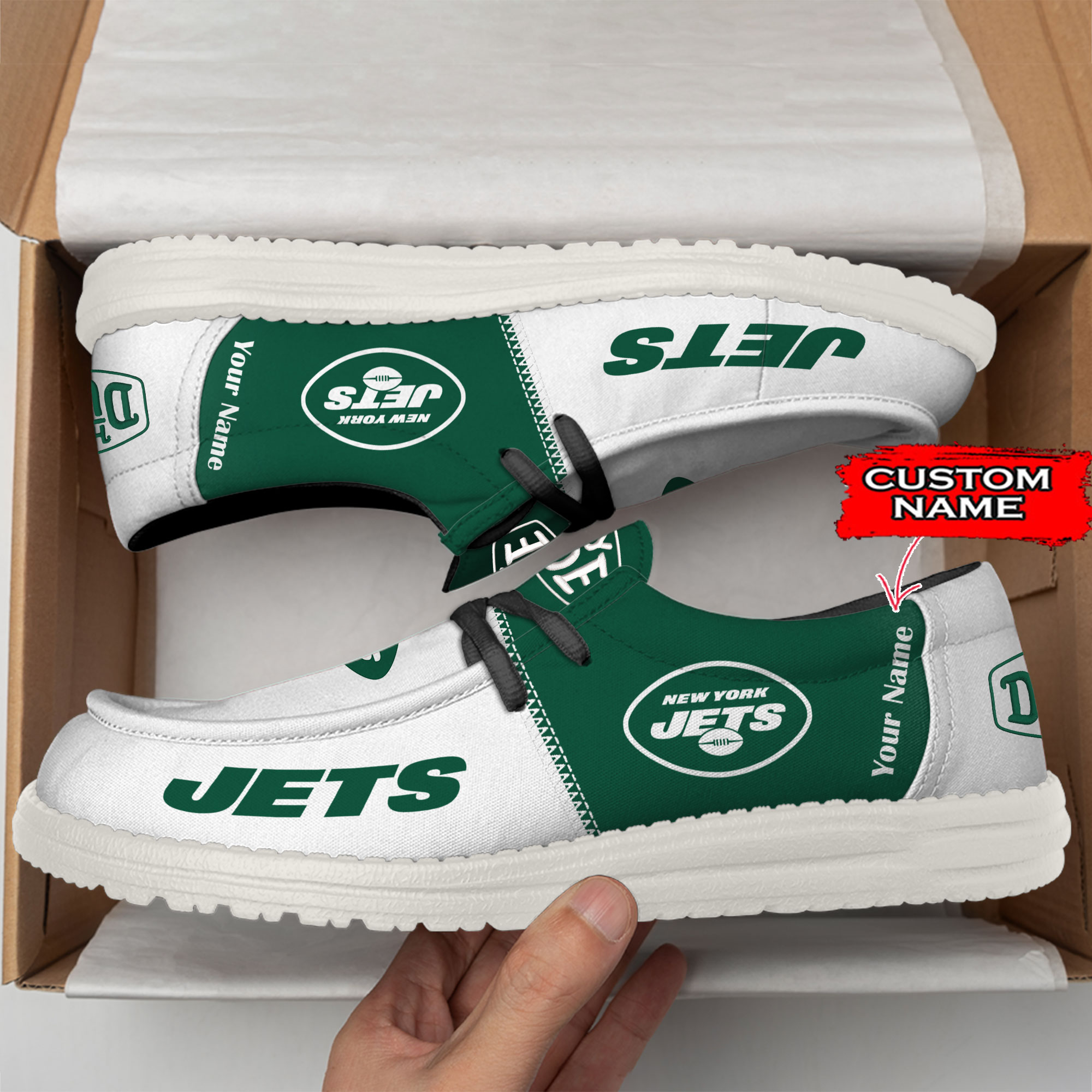 New York Jets Personalized Your Name 32 Teams Hey Dude Shoes
