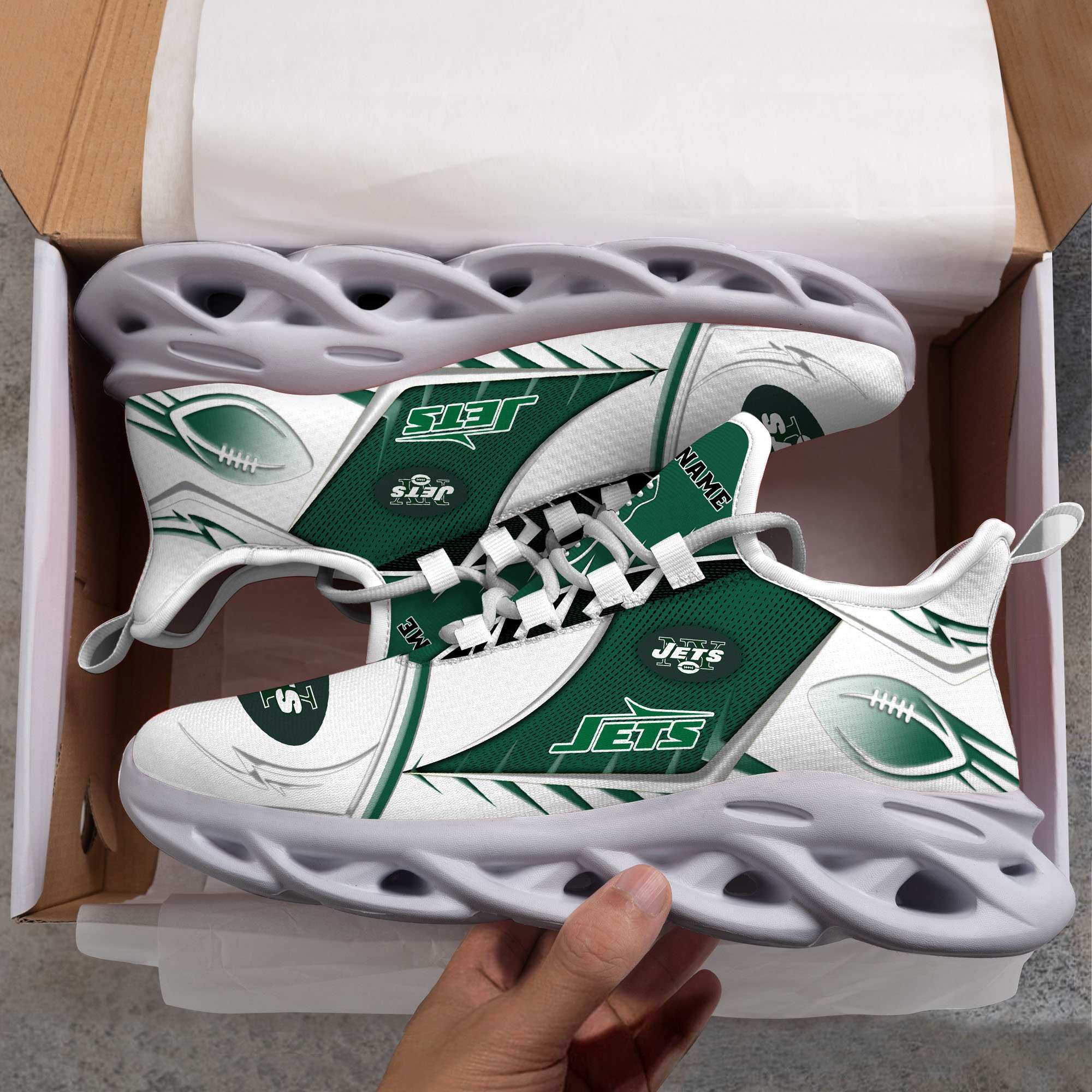 New York Jets Sport White C Sneakers 2026 Version Personalized Your Name 528