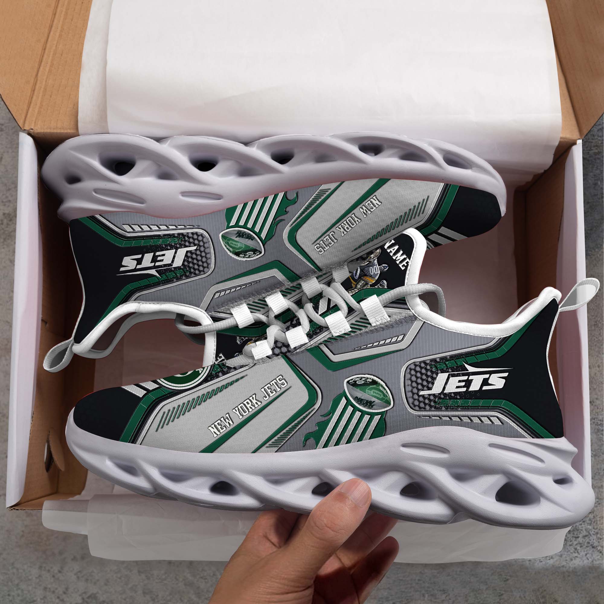 New York Jets White C Sneakers 2026 Version Personalized Your Name, Sport Sneakers , Sport Gifts PH605