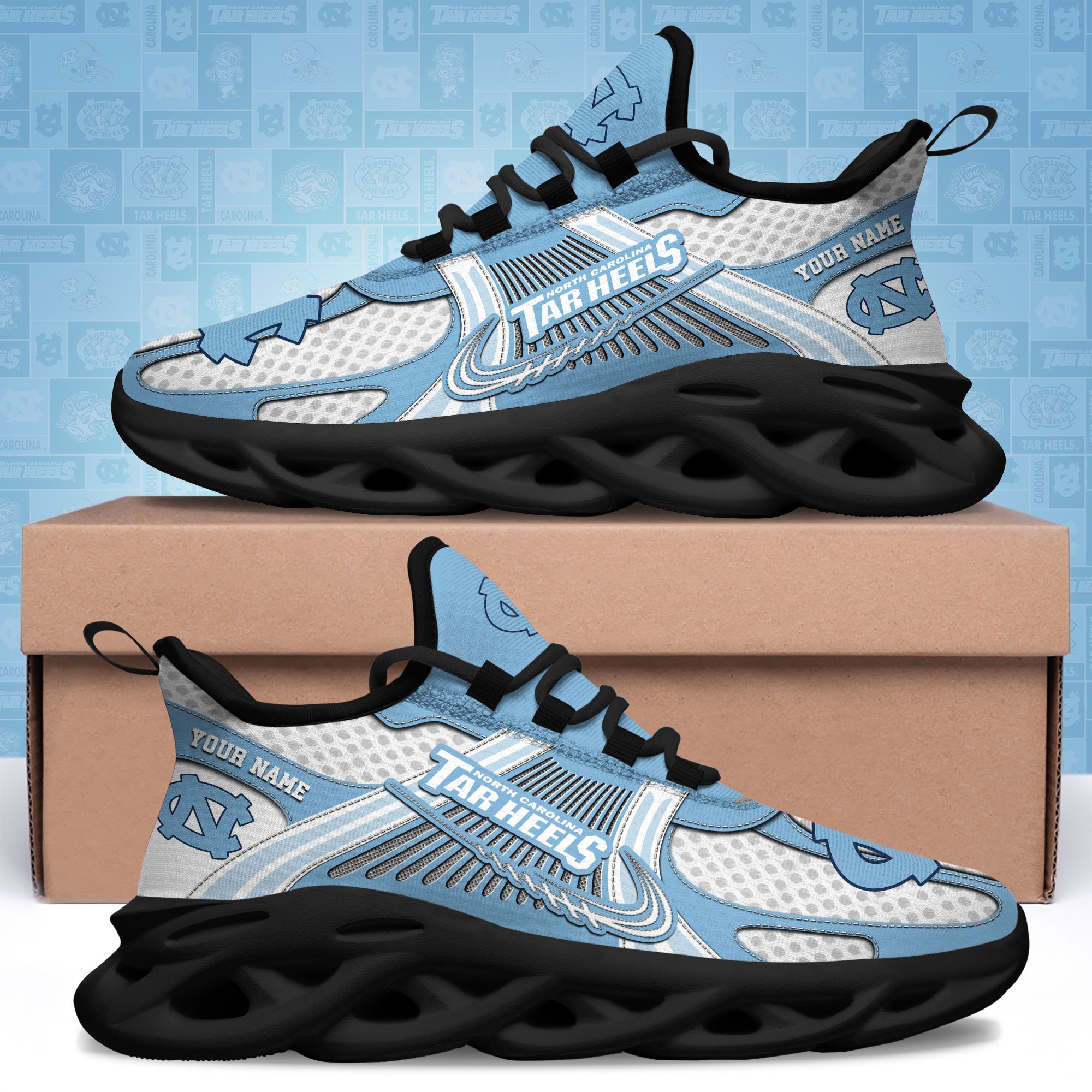 North Carolina Tar Heels Clunky Sneakers Custom Your Name, Sport Sneakers ETRG-62343