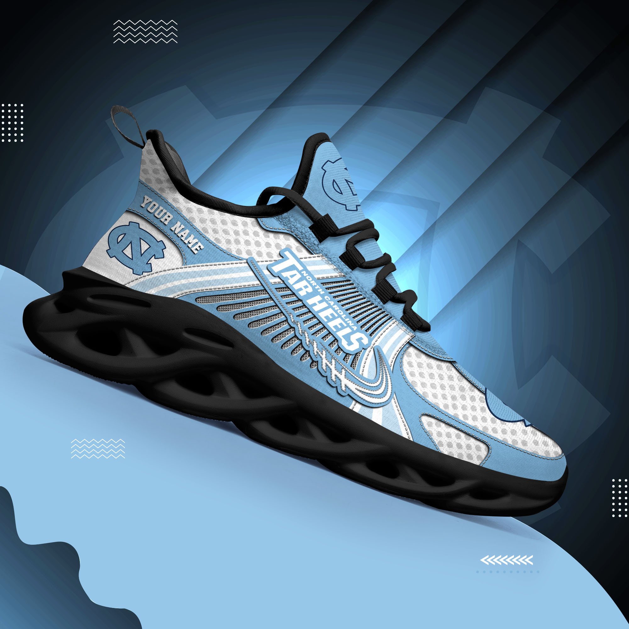 North Carolina Tar Heels Clunky Sneakers Custom Your Name, Sport Sneakers ETRG-62343